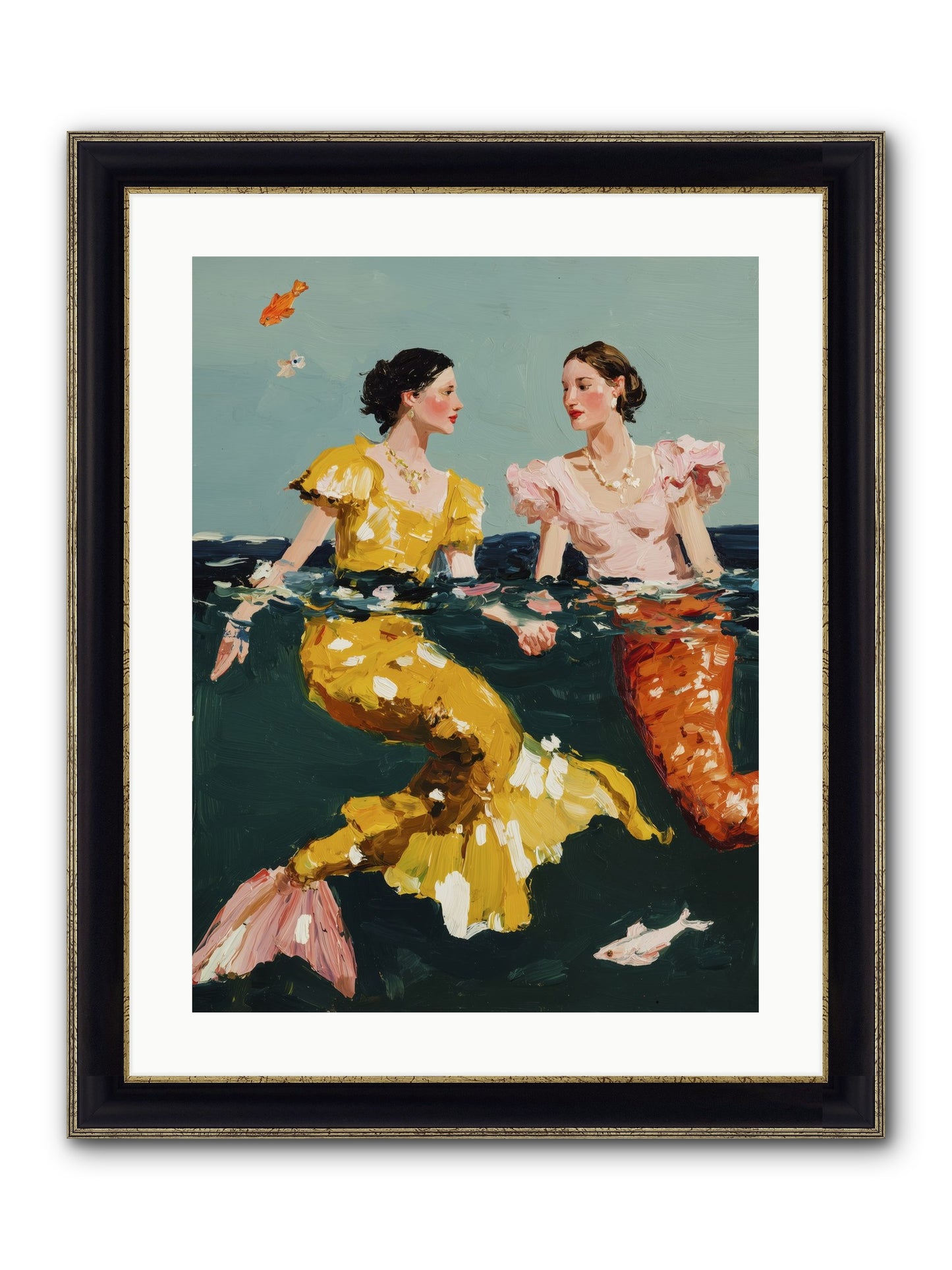 Ocean Daughters Framed Print - Black & Gold 18x24