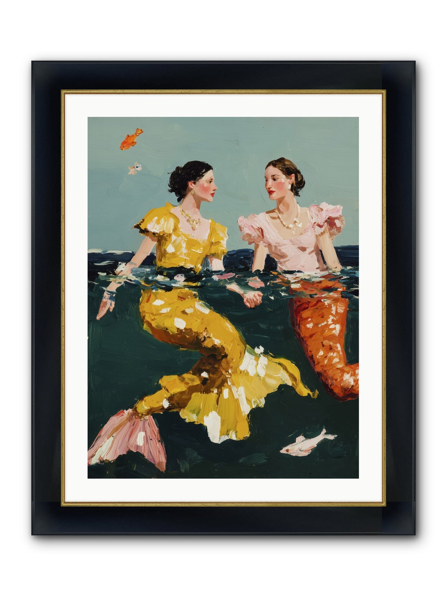 Ocean Daughters Framed Print - Wide Black w/Gold 24x32
