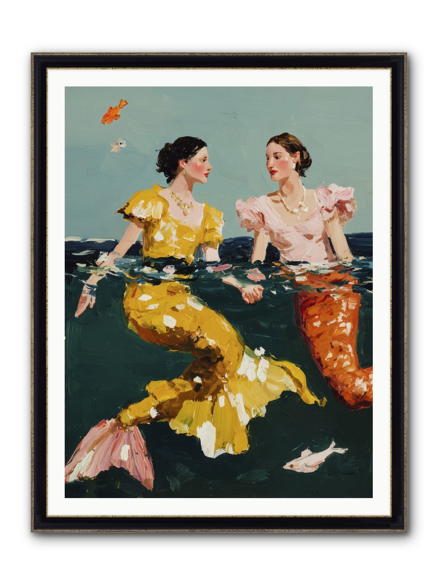 Ocean Daughters Framed Print - Black & Gold 36x48