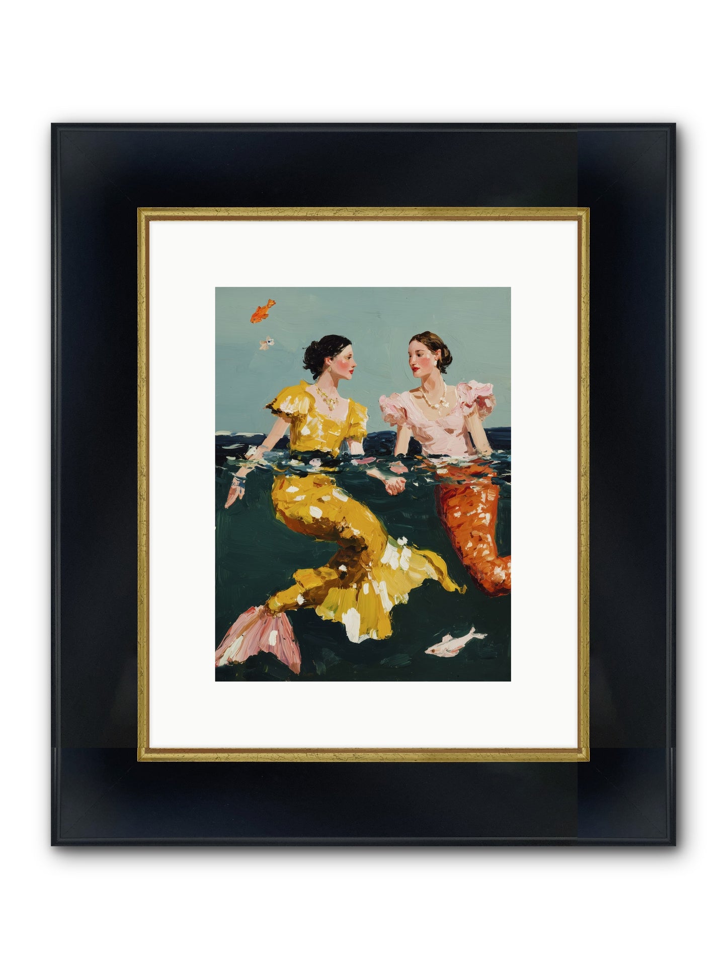 Ocean Daughters Framed Print - Wide Black w/Gold 9x12