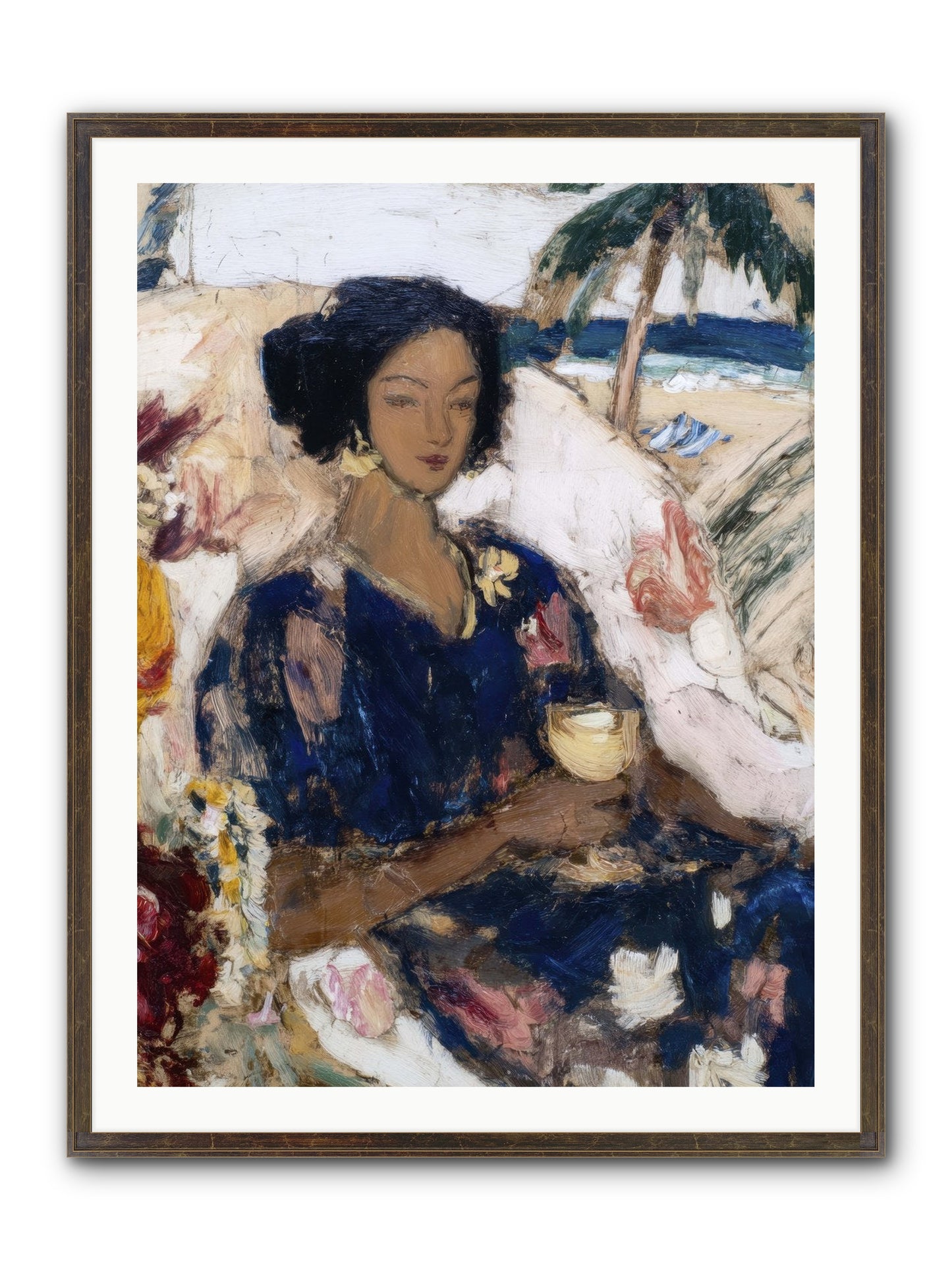 Ocean Holds The Light Framed Print - Slimwoods Black/Gold 30x40