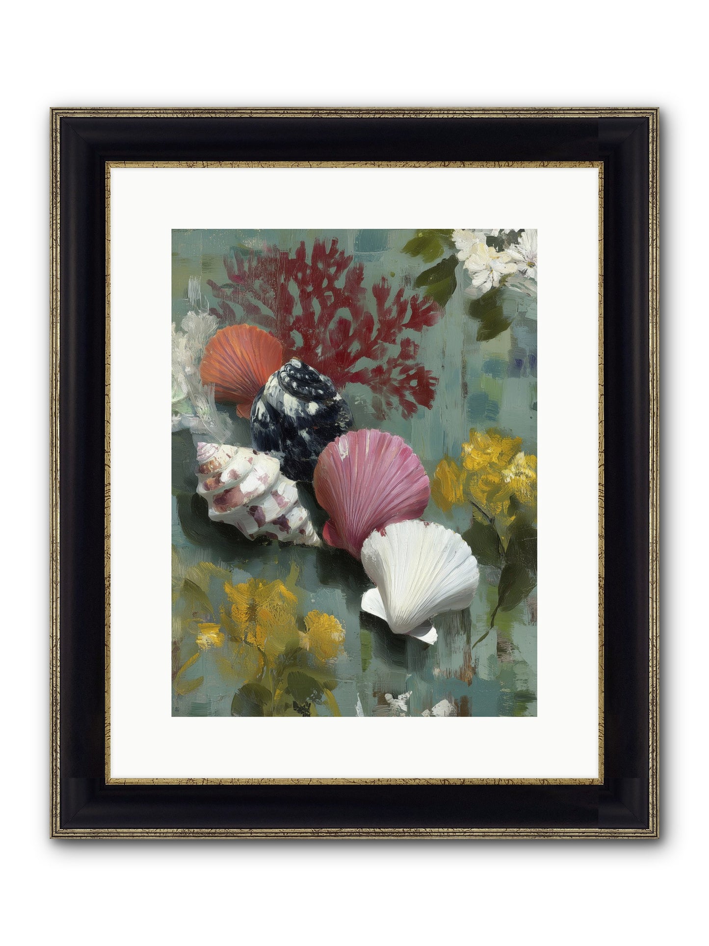 Ocean's Alphabet Framed Print - Black & Gold 12x16