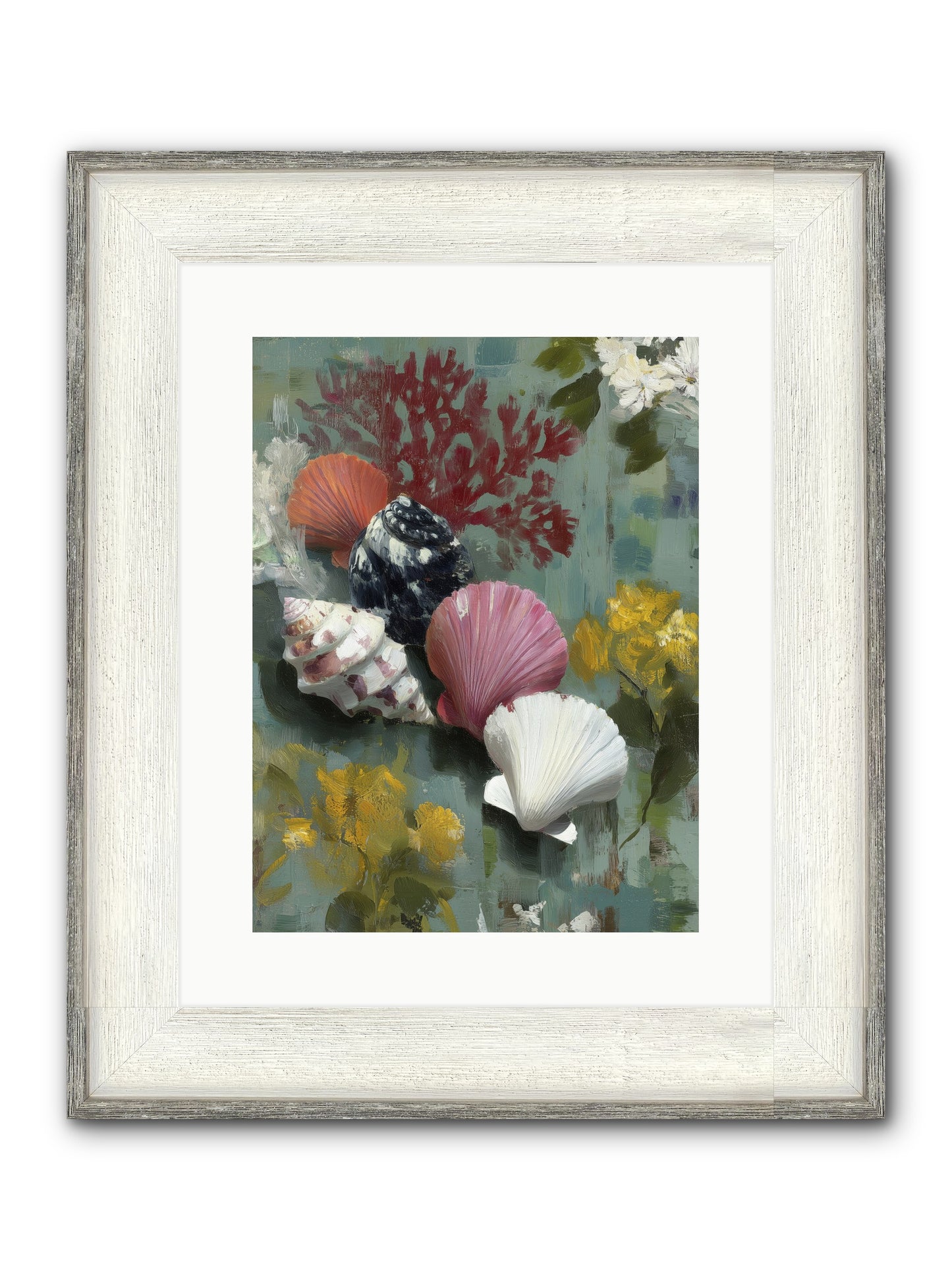 Ocean's Alphabet Framed Print - Driftwood White 12x16