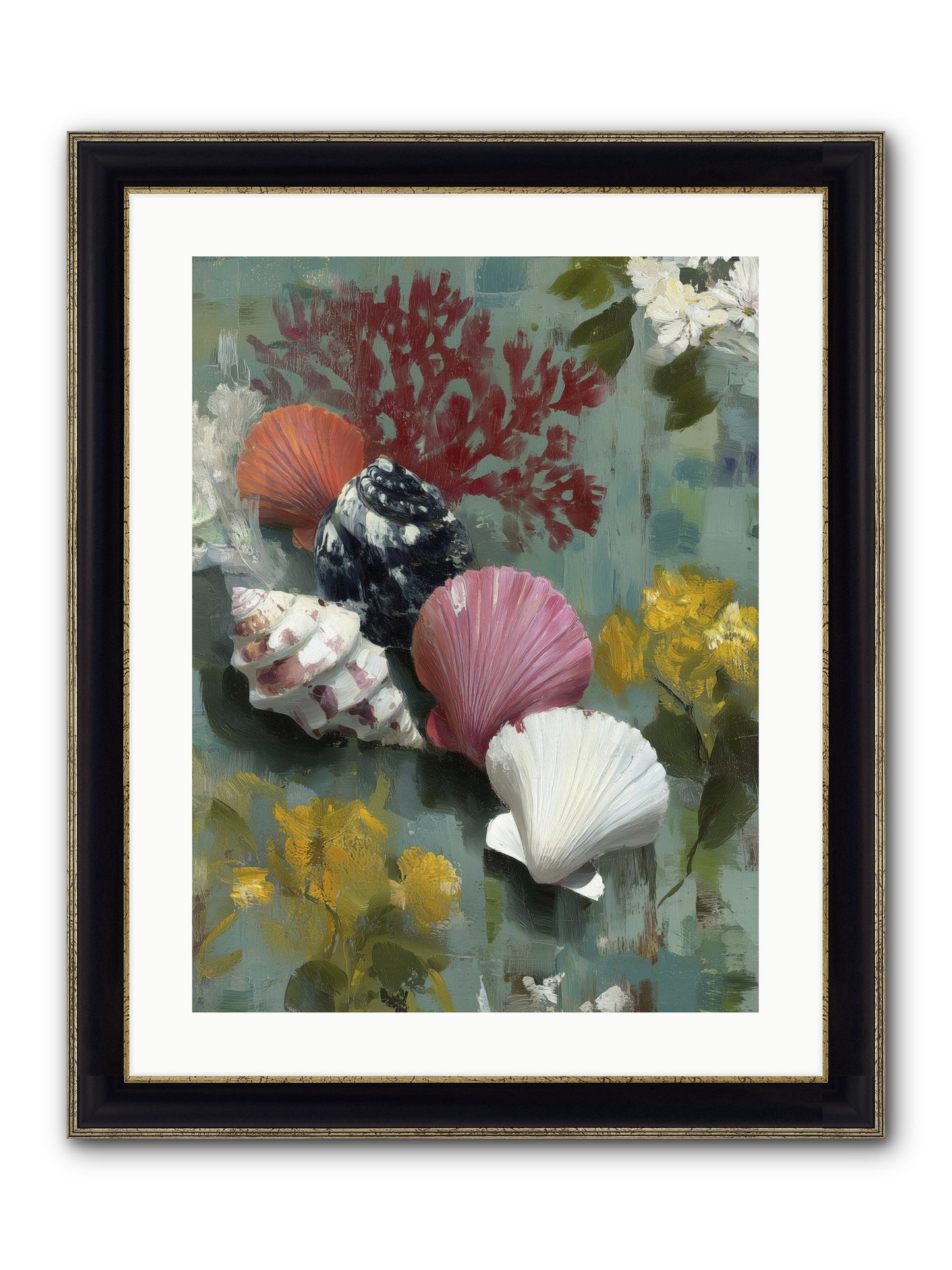 Ocean's Alphabet Framed Print - Black & Gold 18x24