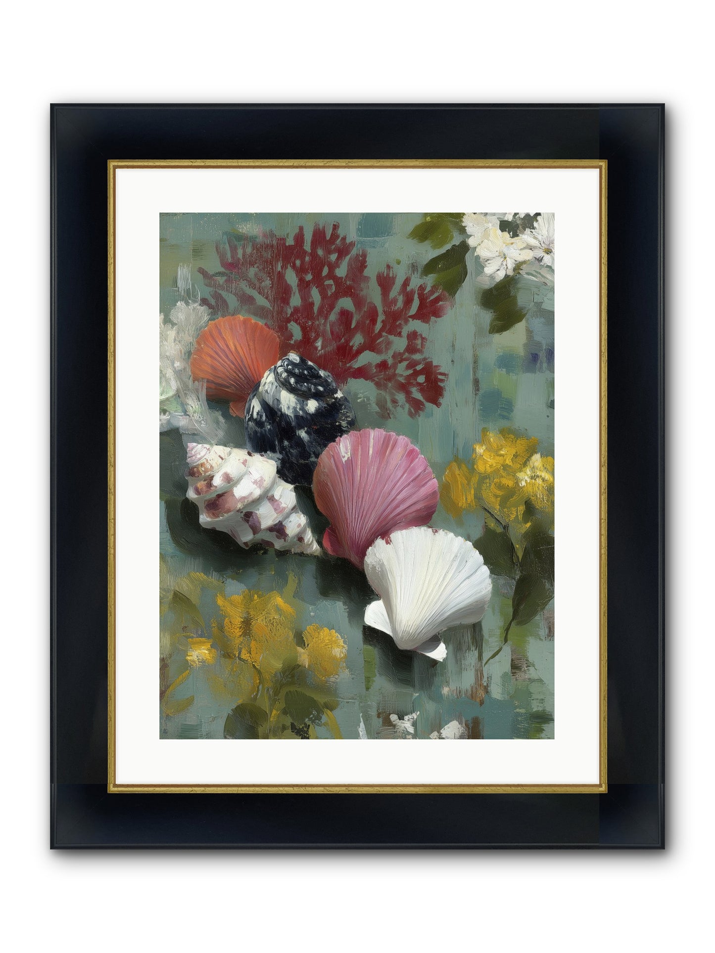 Ocean's Alphabet Framed Print - Wide Black w/Gold 18x24