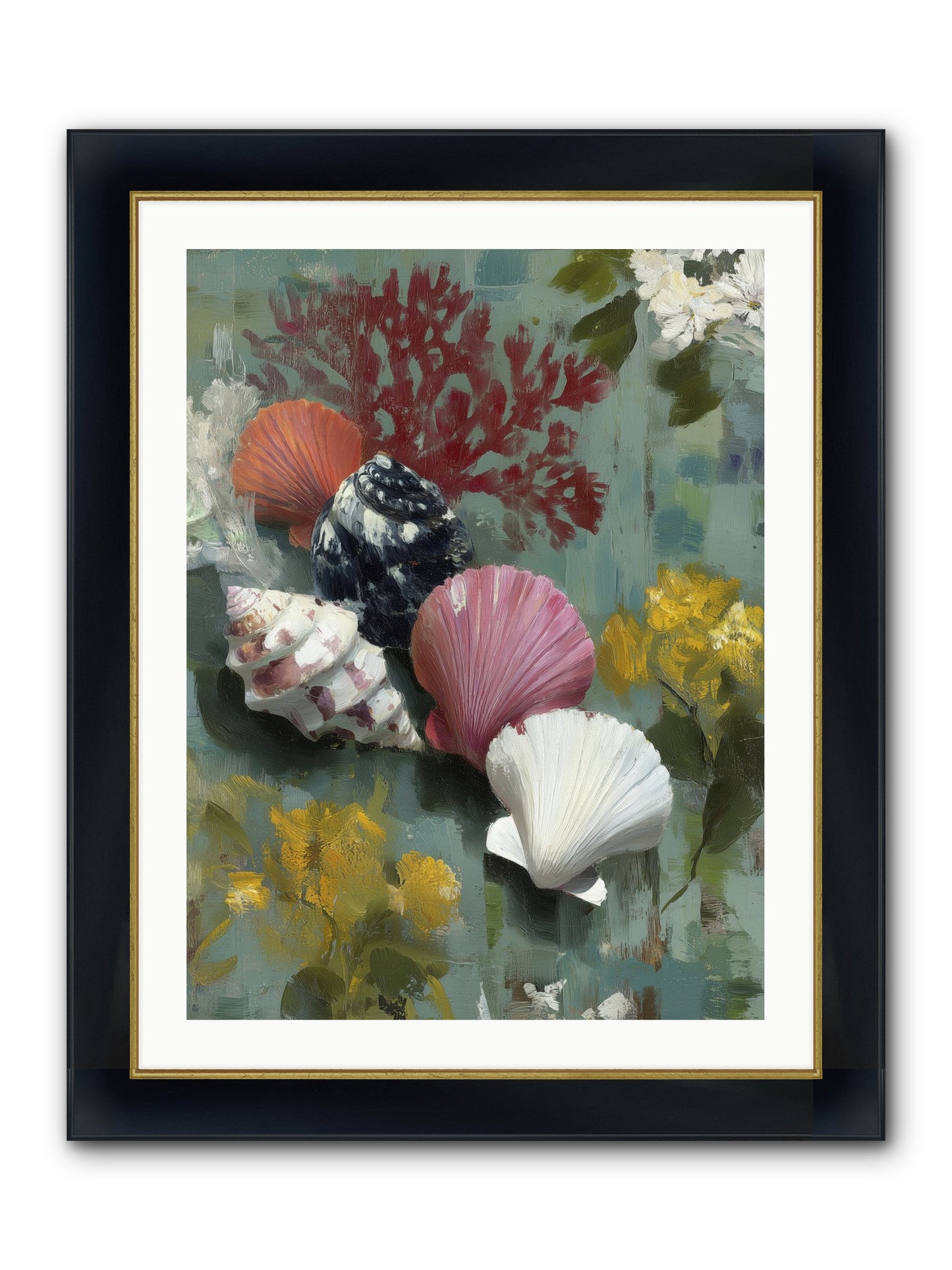 Ocean's Alphabet Framed Print - Wide Black w/Gold 24x32