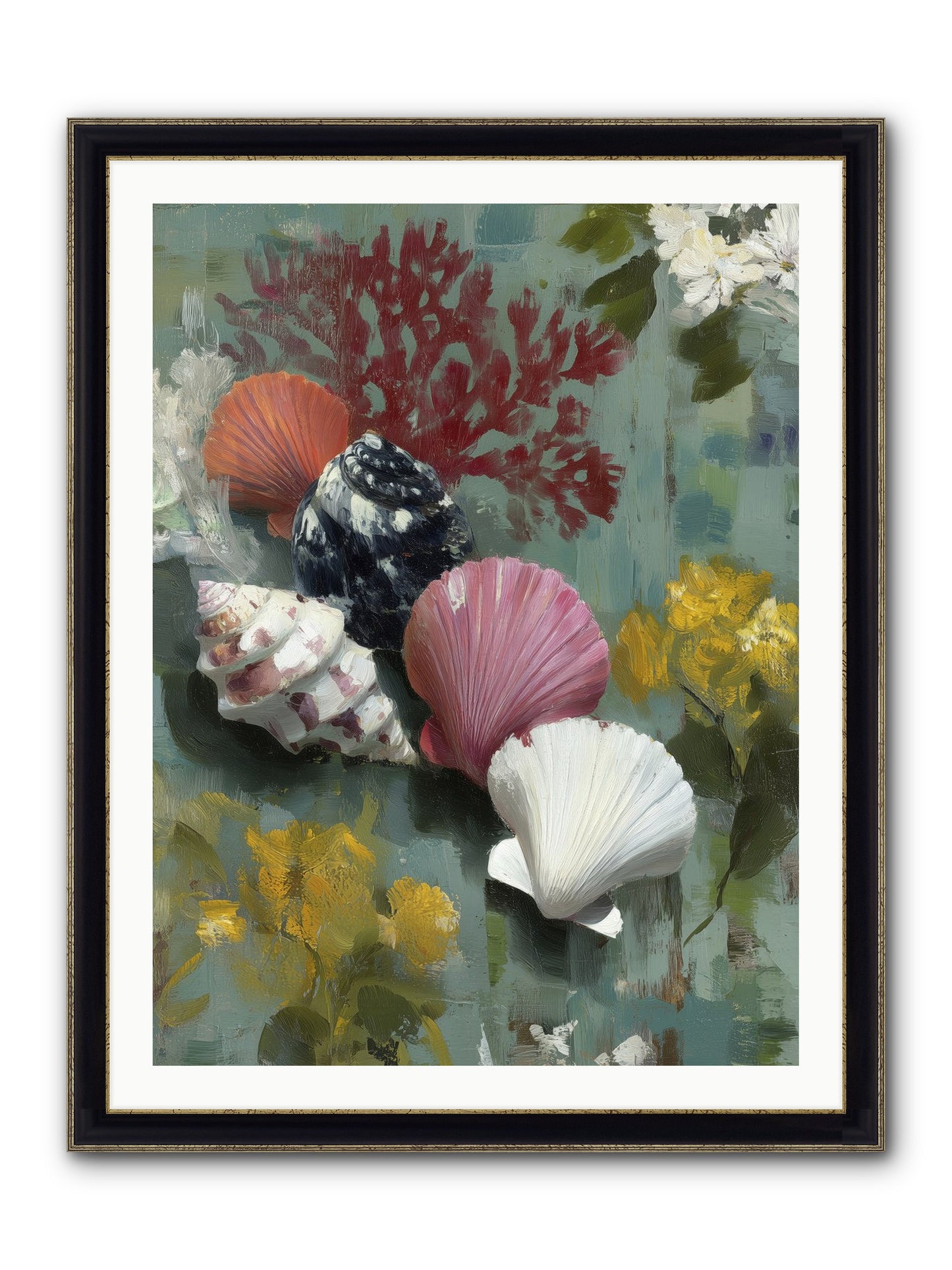 Ocean's Alphabet Framed Print - Black & Gold 30x40