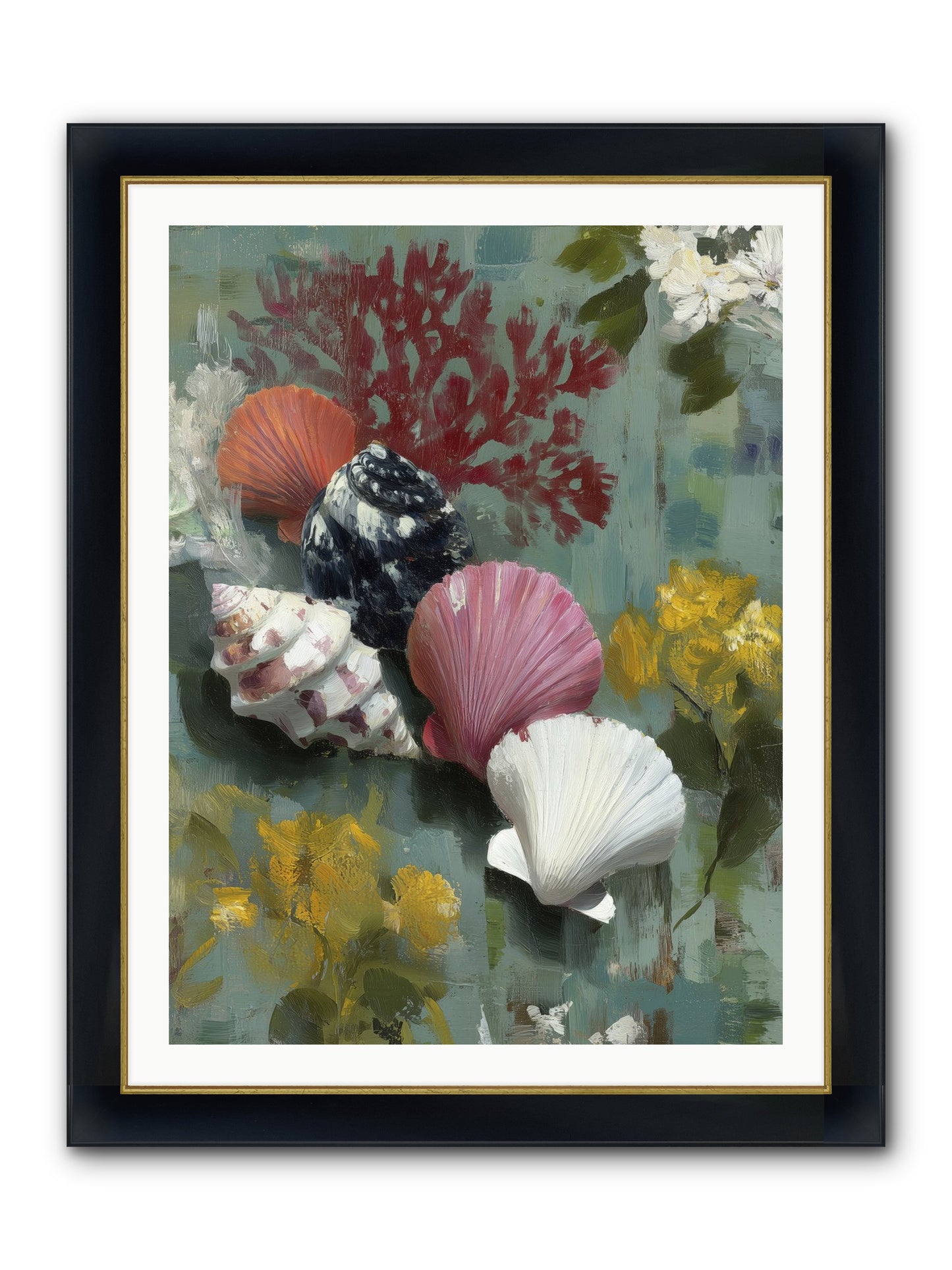 Ocean's Alphabet Framed Print - Wide Black w/Gold 30x40