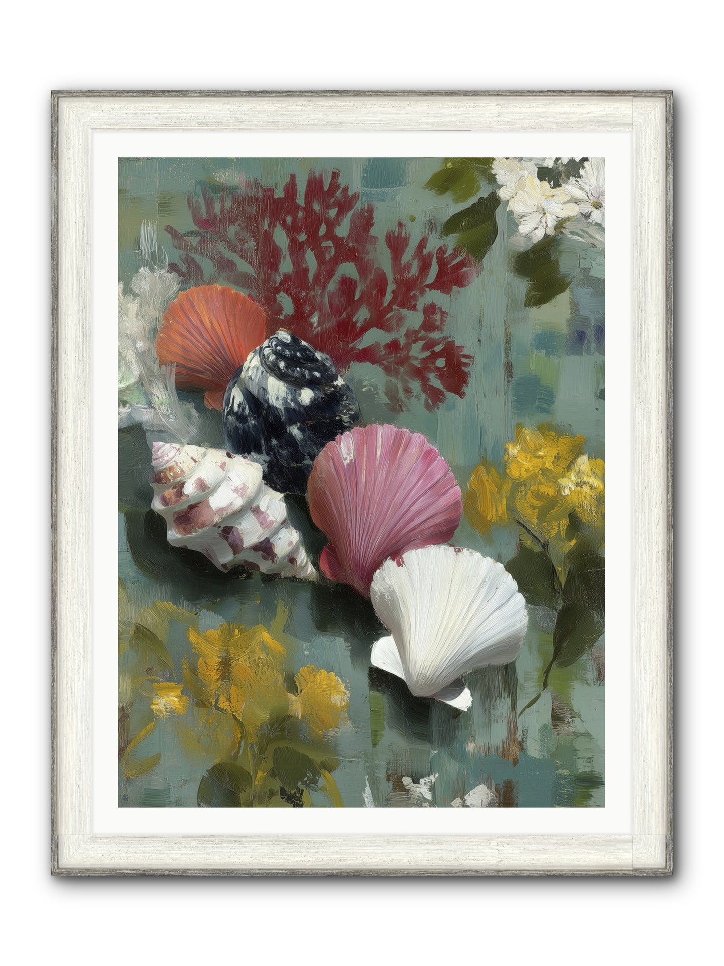 Ocean's Alphabet Framed Print - Driftwood White 36x48