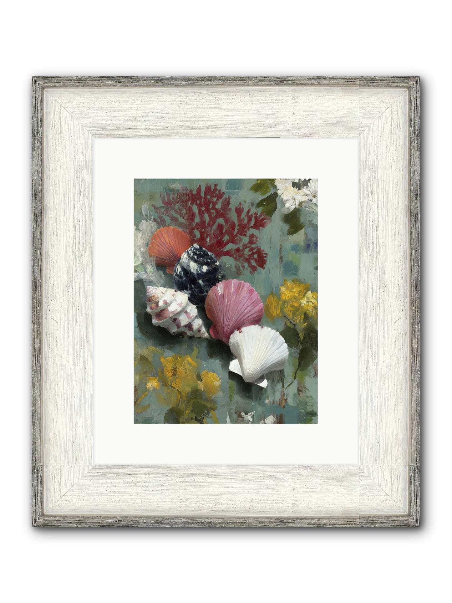 Ocean's Alphabet Framed Print - Driftwood White 9x12