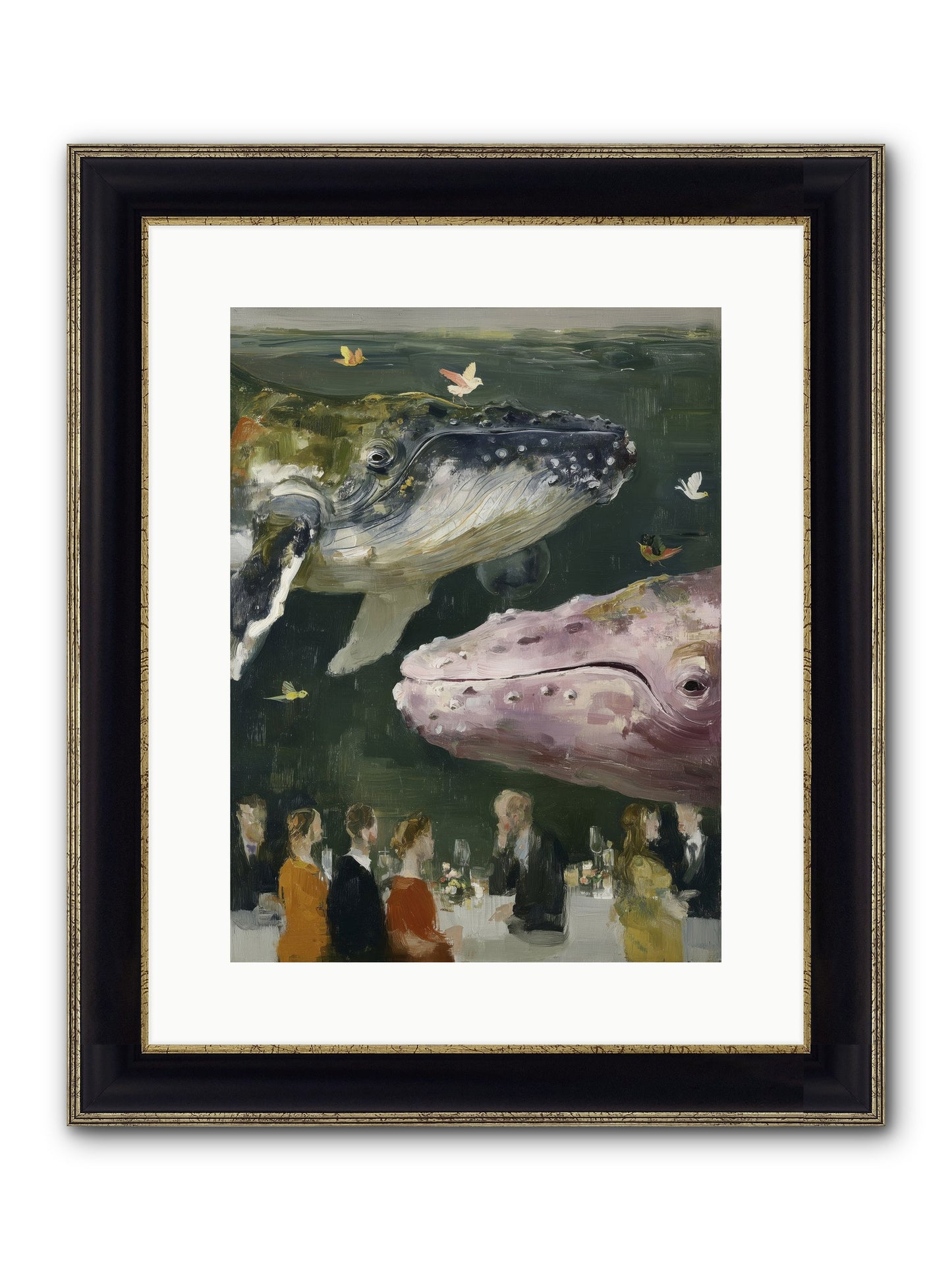 Ocean's Angels Gliding Framed Print - Black & Gold 12x16