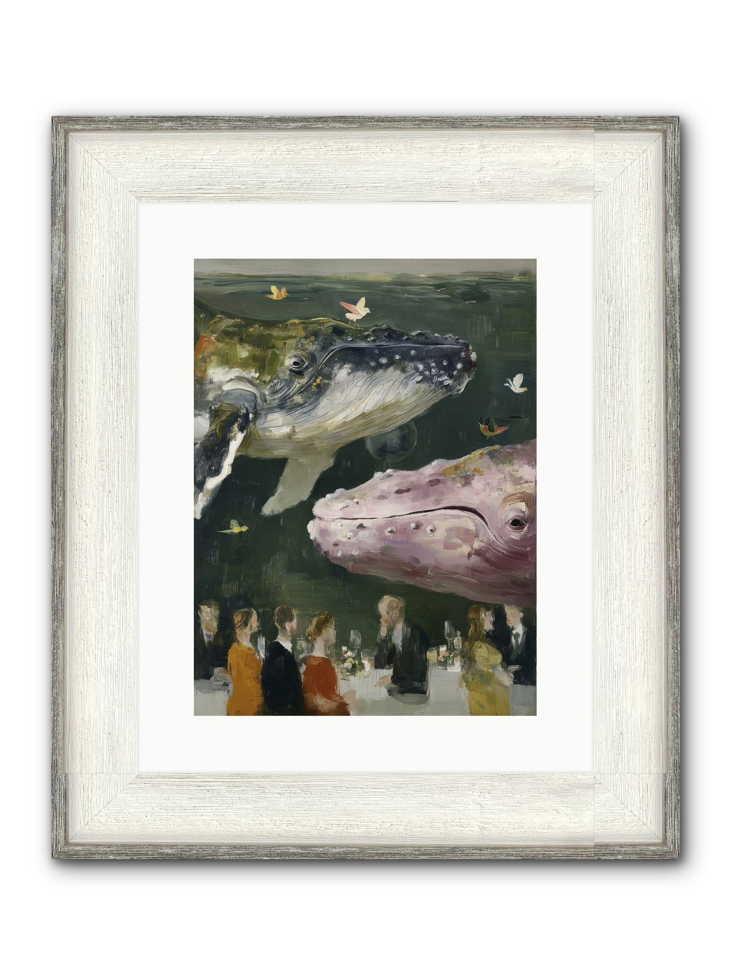 Ocean's Angels Gliding Framed Print - Driftwood White 12x16
