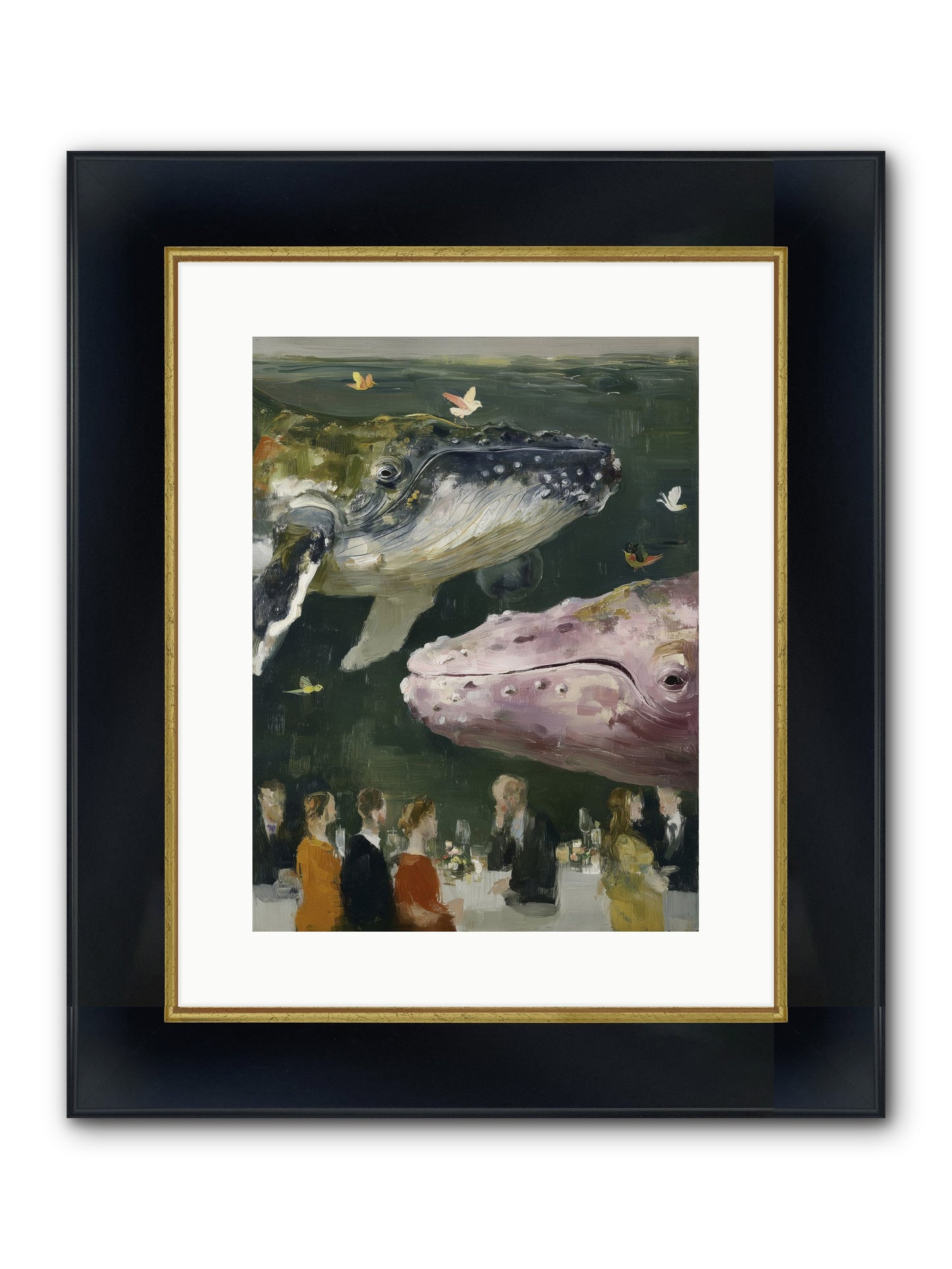 Ocean's Angels Gliding Framed Print - Wide Black w/Gold 12x16