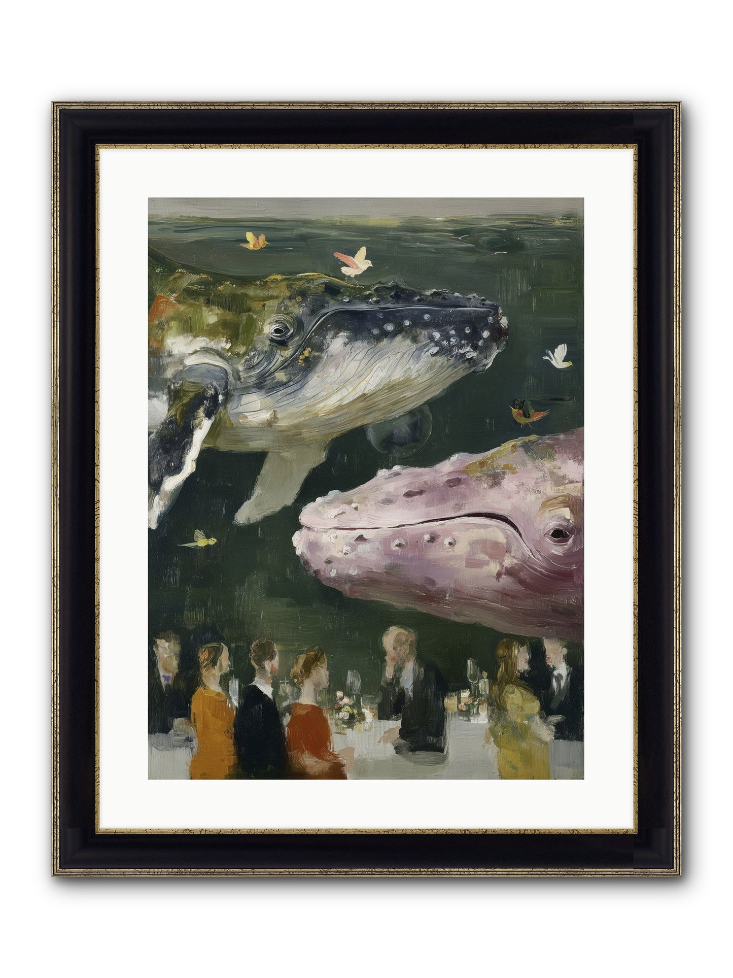 Ocean's Angels Gliding Framed Print - Black & Gold 18x24