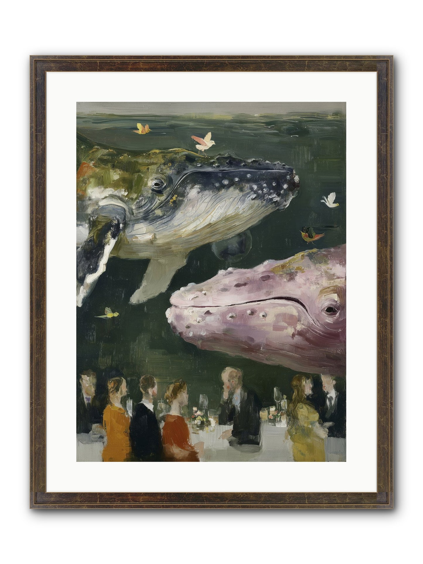 Ocean's Angels Gliding Framed Print - Slimwoods Black/Gold 18x24
