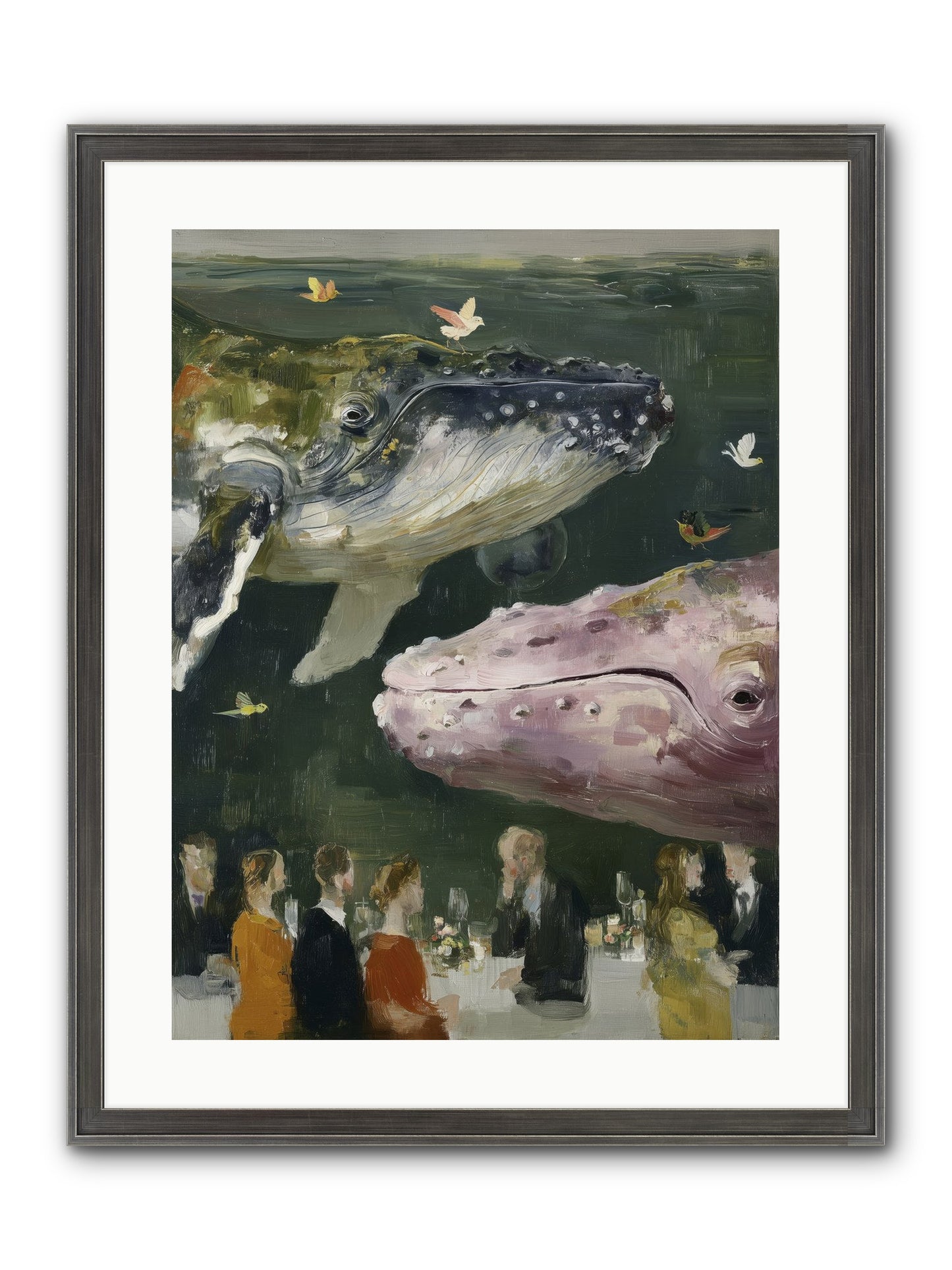 Ocean's Angels Gliding Framed Print - Slimwoods Black/Silver 18x24