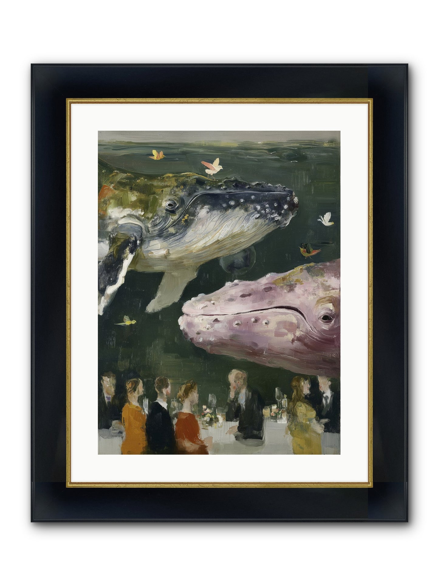 Ocean's Angels Gliding Framed Print - Wide Black w/Gold 18x24