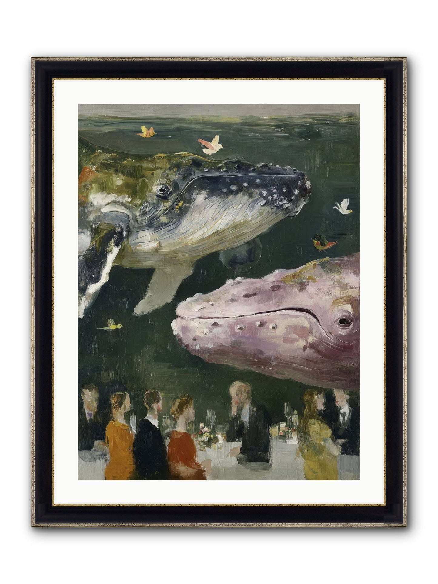 Ocean's Angels Gliding Framed Print - Black & Gold 24x32