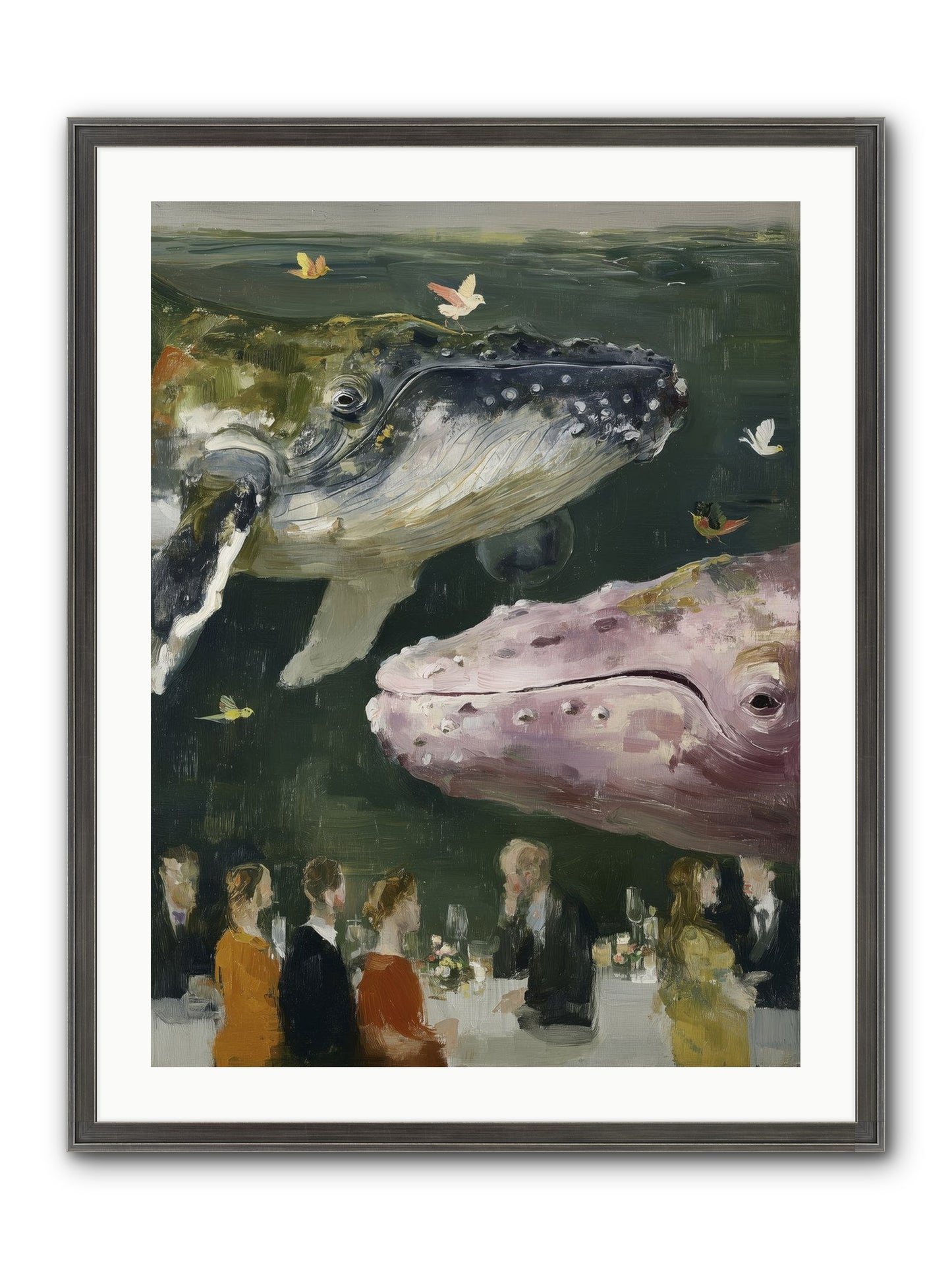 Ocean's Angels Gliding Framed Print - Slimwoods Black/Silver 24x32