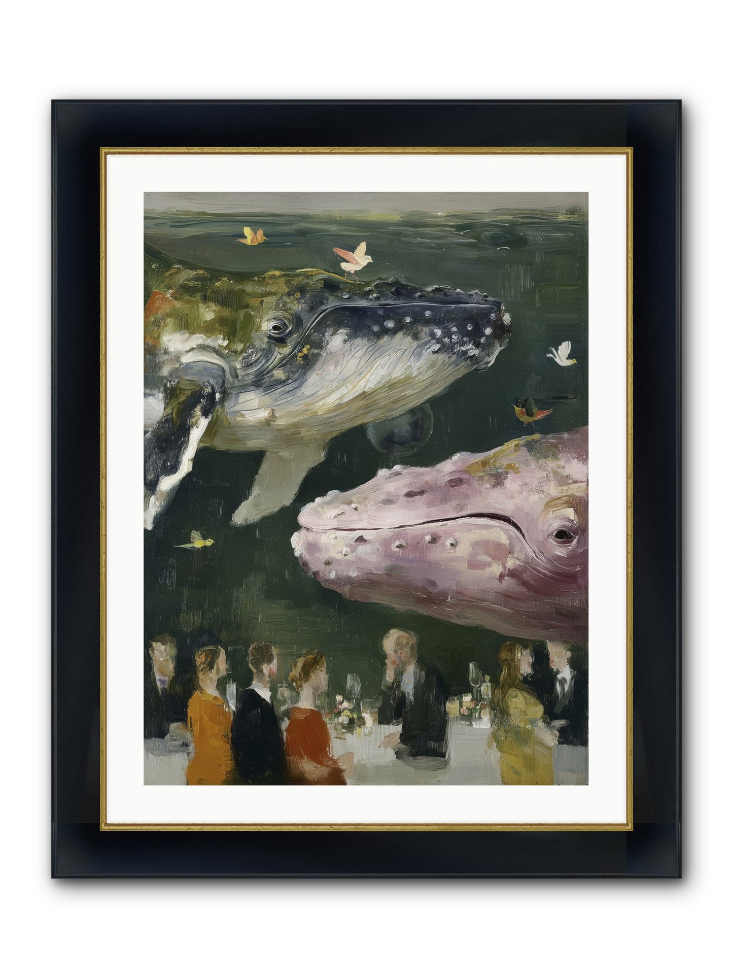 Ocean's Angels Gliding Framed Print - Wide Black w/Gold 24x32