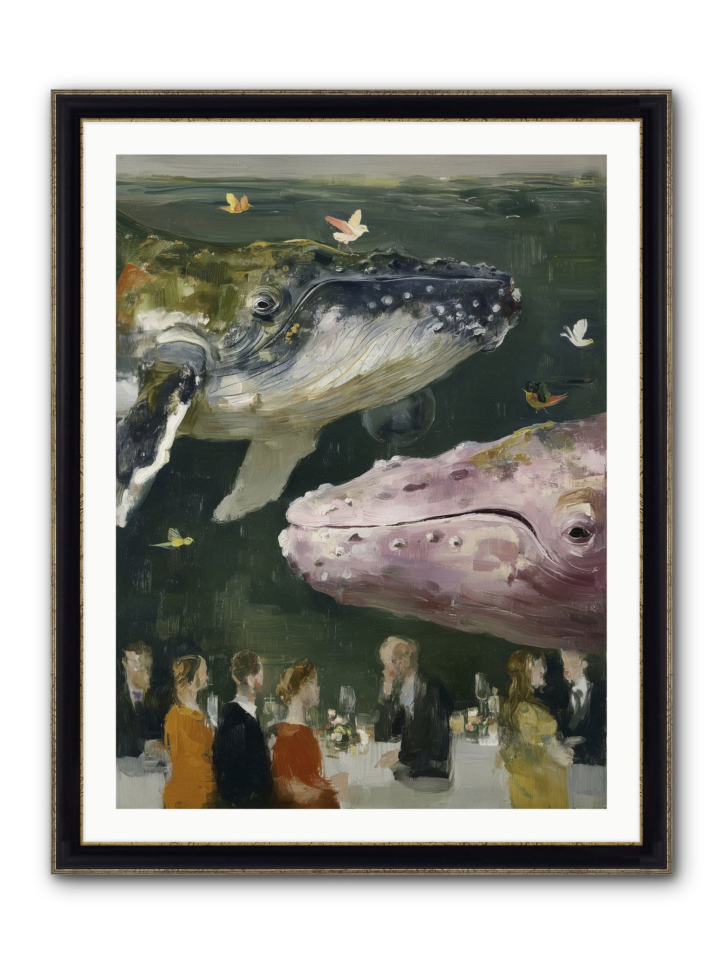 Ocean's Angels Gliding Framed Print - Black & Gold 30x40