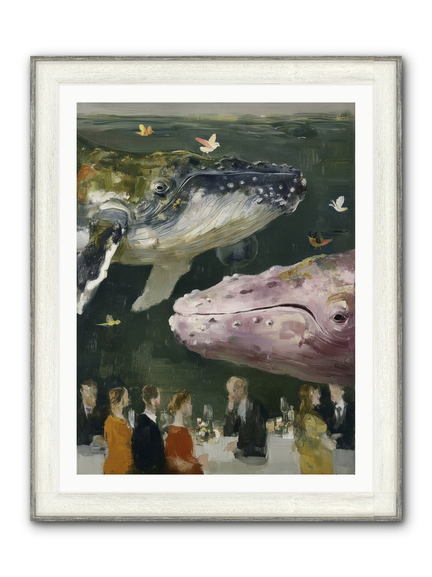 Ocean's Angels Gliding Framed Print - Driftwood White 30x40