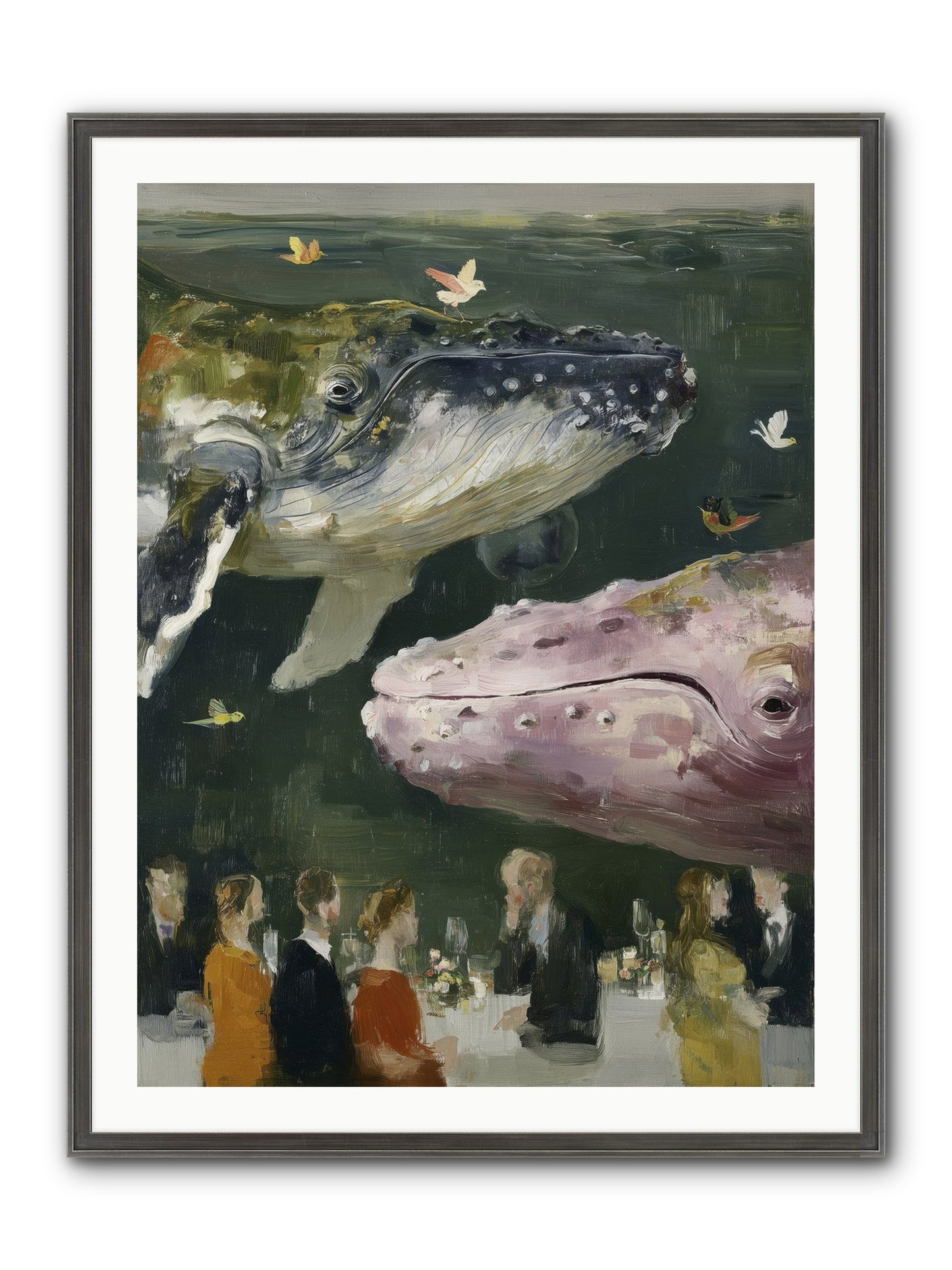 Ocean's Angels Gliding Framed Print - Slimwoods Black/Silver 30x40