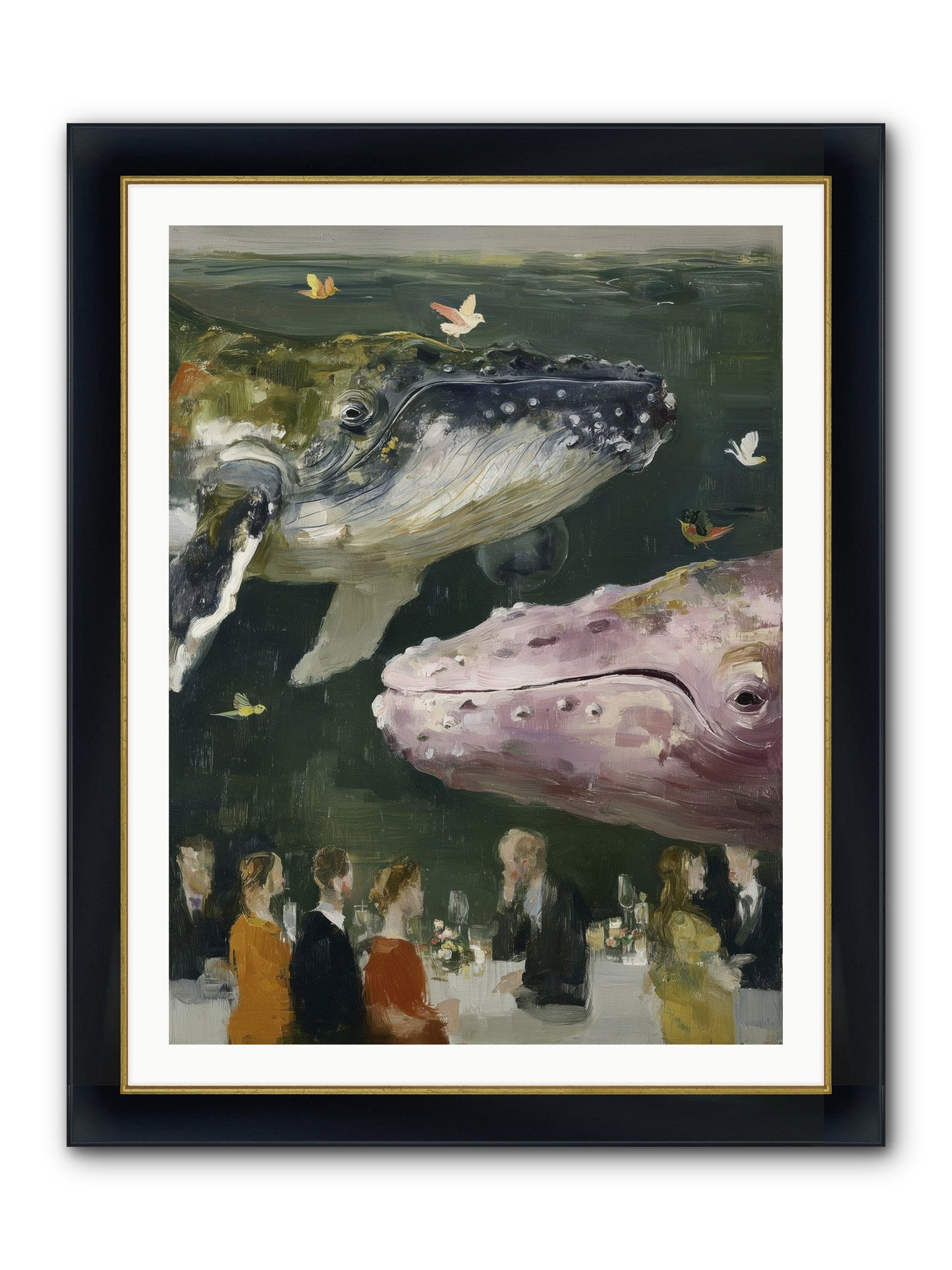 Ocean's Angels Gliding Framed Print - Wide Black w/Gold 30x40