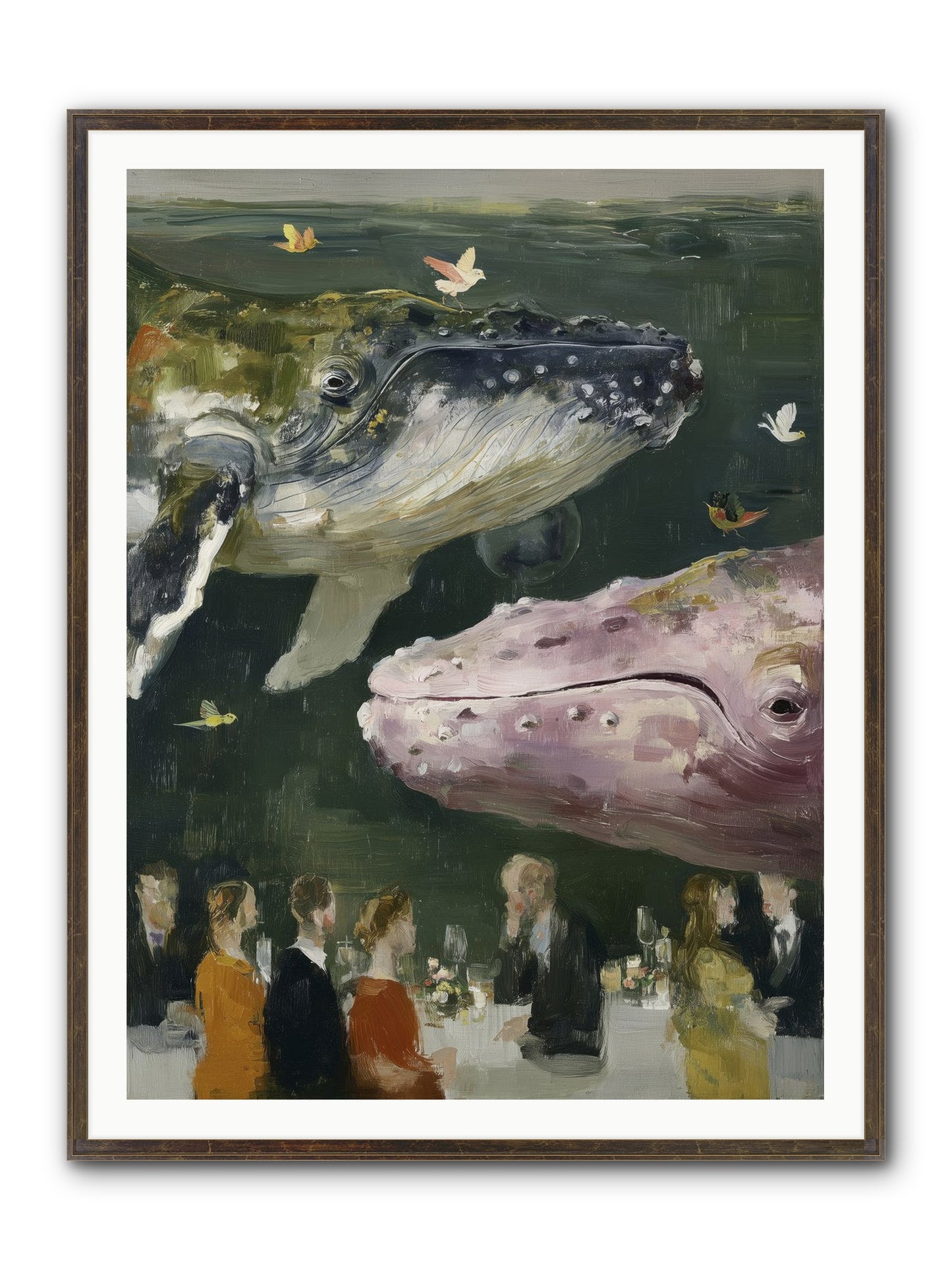 Ocean's Angels Gliding Framed Print - Slimwoods Black/Gold 36x48