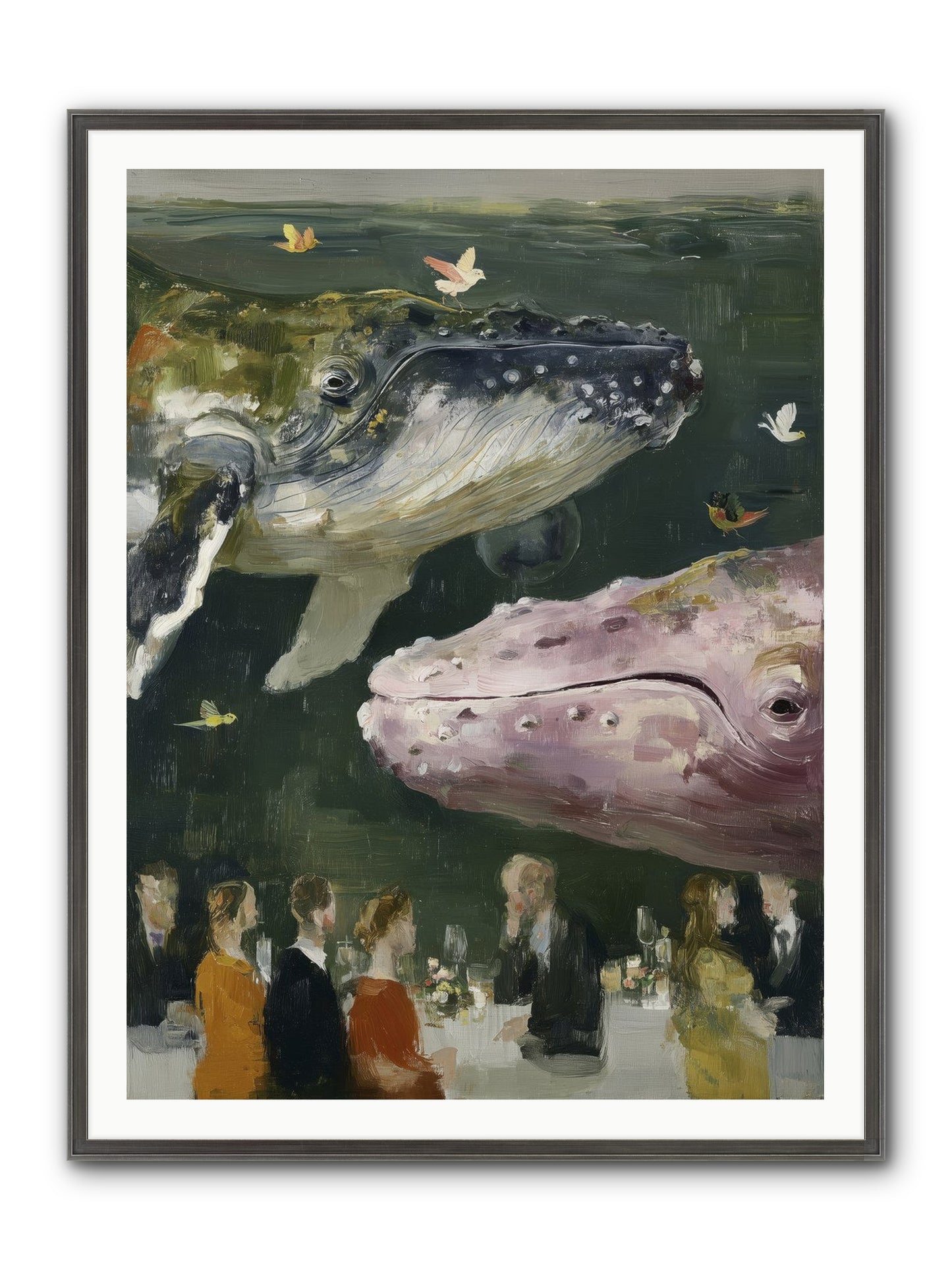 Ocean's Angels Gliding Framed Print - Slimwoods Black/Silver 36x48