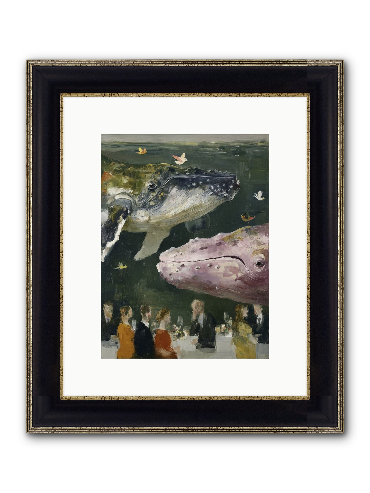 Ocean's Angels Gliding Framed Print - Black & Gold 9x12