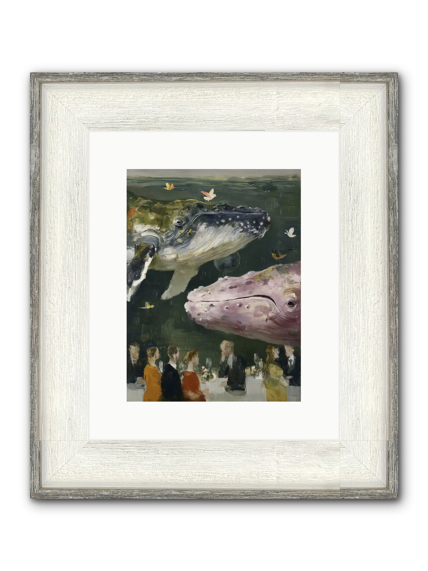 Ocean's Angels Gliding Framed Print - Driftwood White 9x12