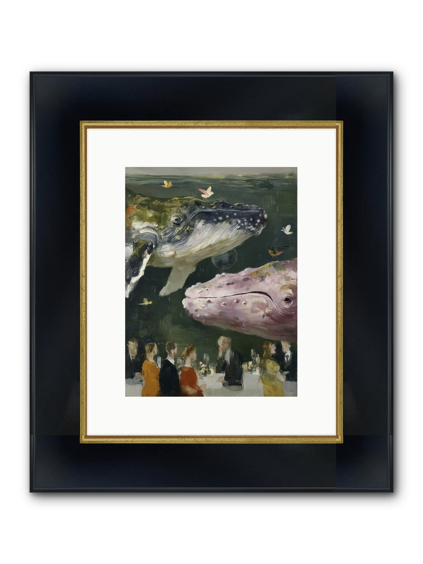 Ocean's Angels Gliding Framed Print - Wide Black w/Gold 9x12