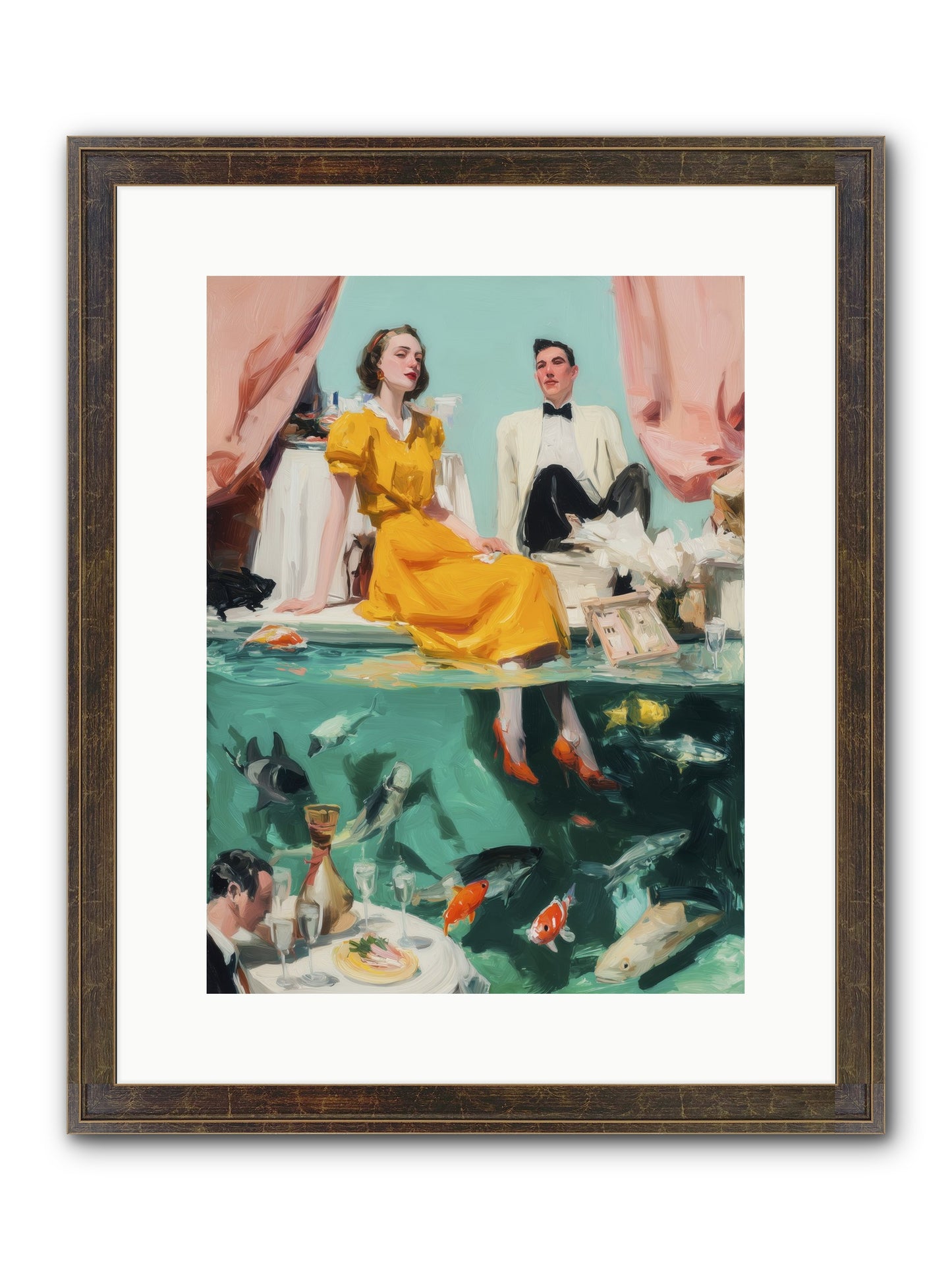 Ocean's Balcony Framed Print - Slimwoods Black/Gold 12x16