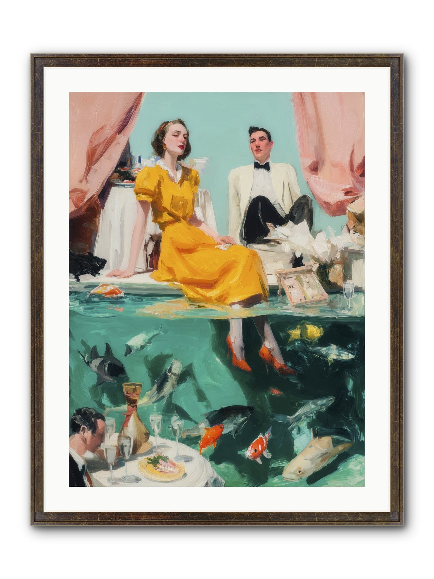 Ocean's Balcony Framed Print - Slimwoods Black/Gold 24x32