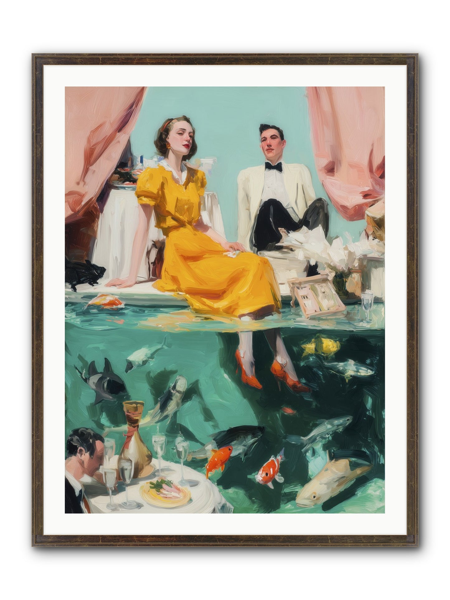 Ocean's Balcony Framed Print - Slimwoods Black/Gold 30x40