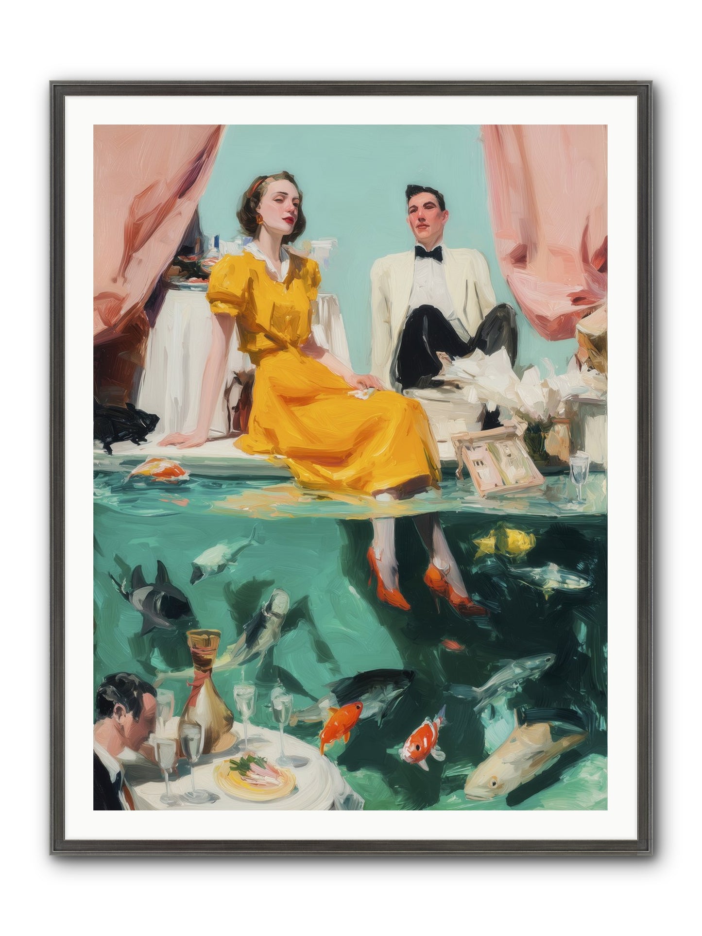 Ocean's Balcony Framed Print - Slimwoods Black/Silver 36x48