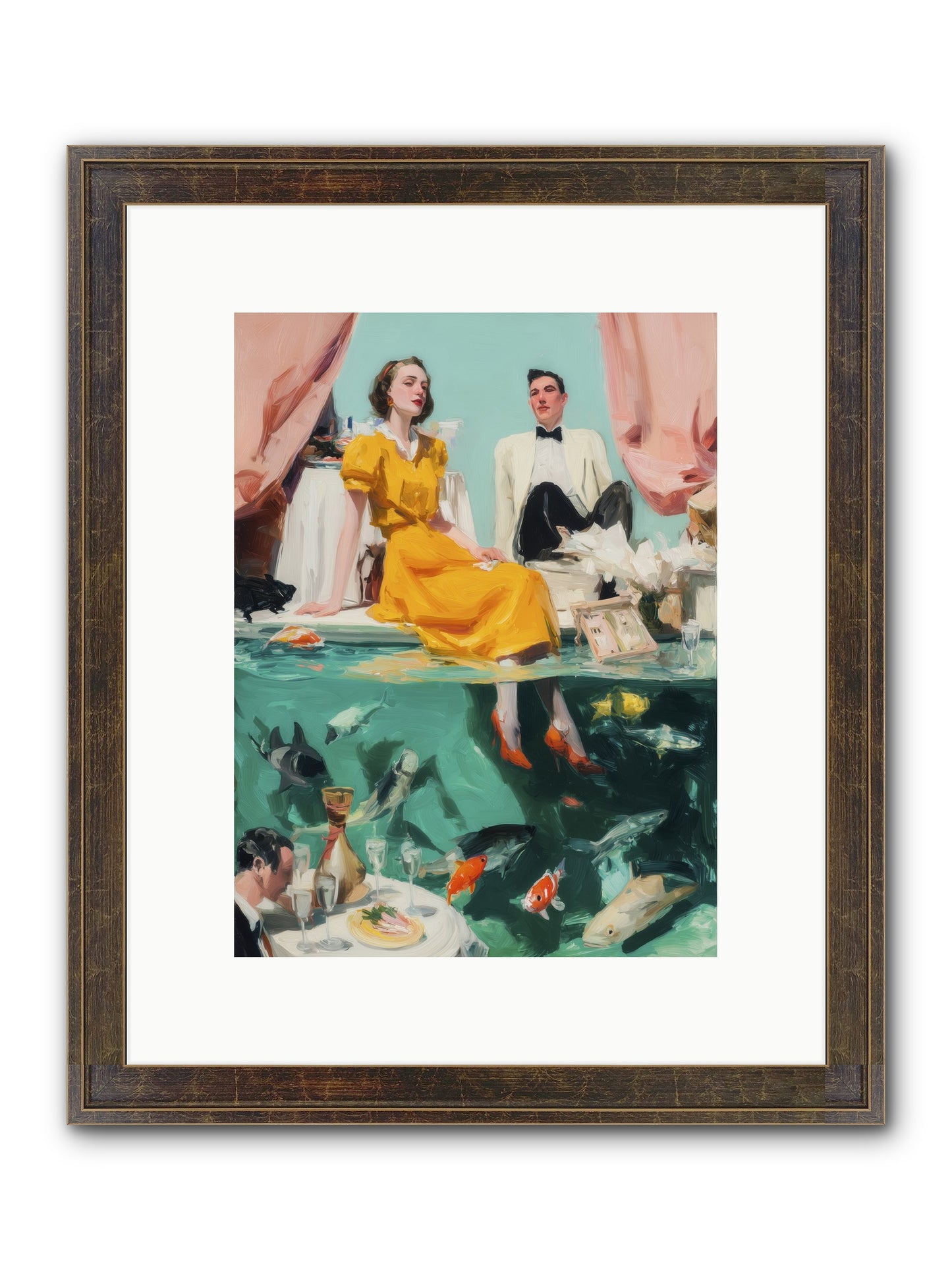 Ocean's Balcony Framed Print - Slimwoods Black/Gold 9x12
