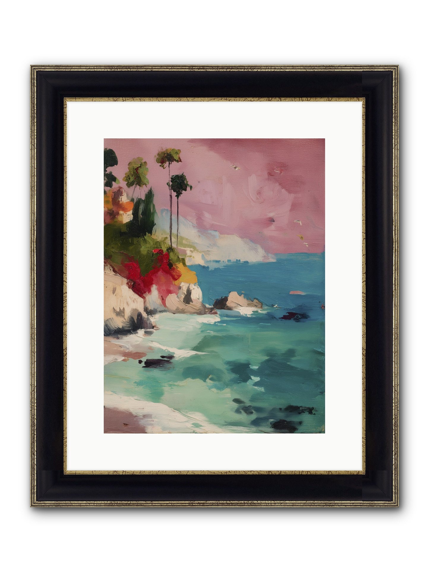 Ocean's Breath Framed Print - Black & Gold 12x16