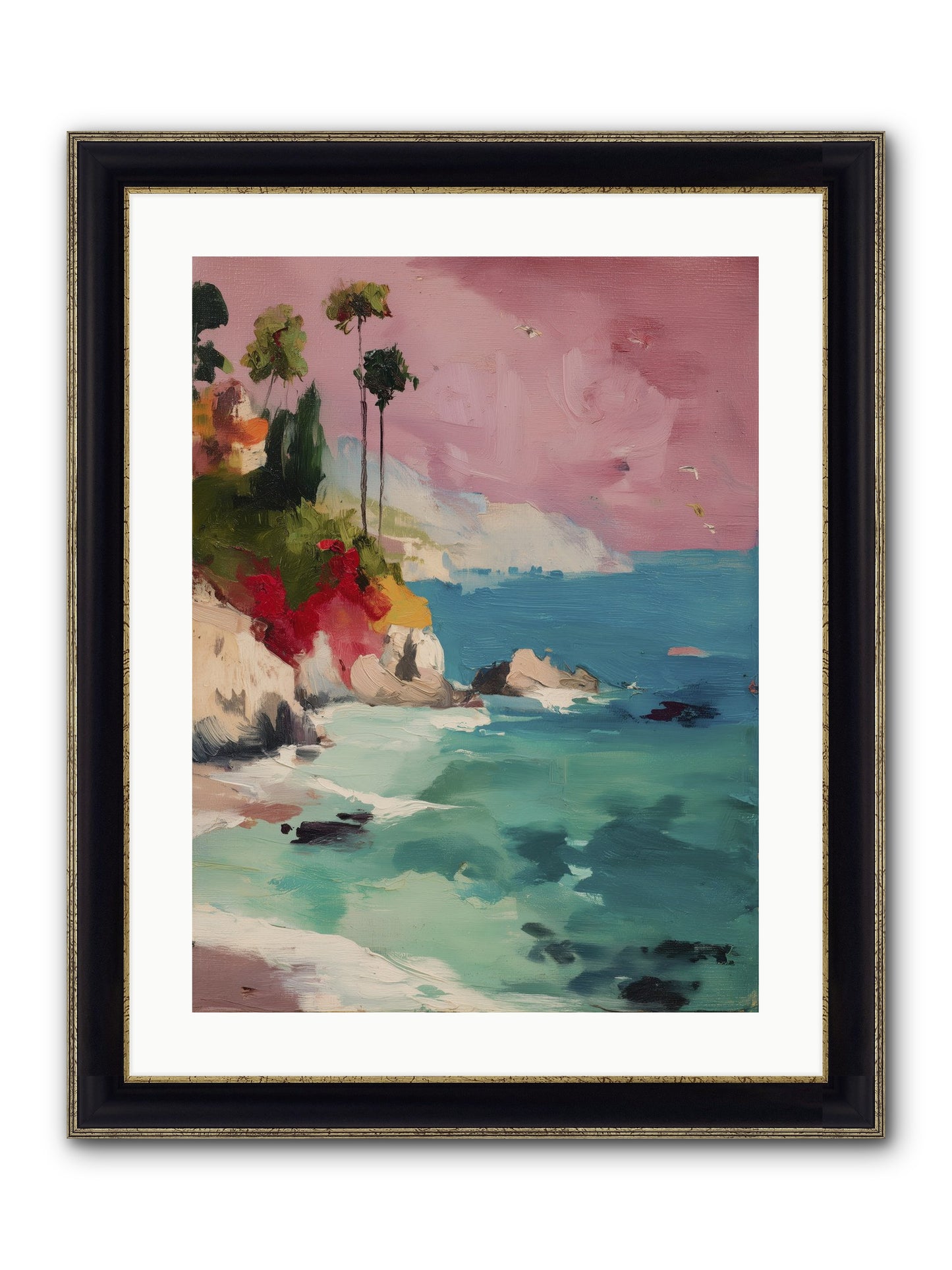 Ocean's Breath Framed Print - Black & Gold 18x24