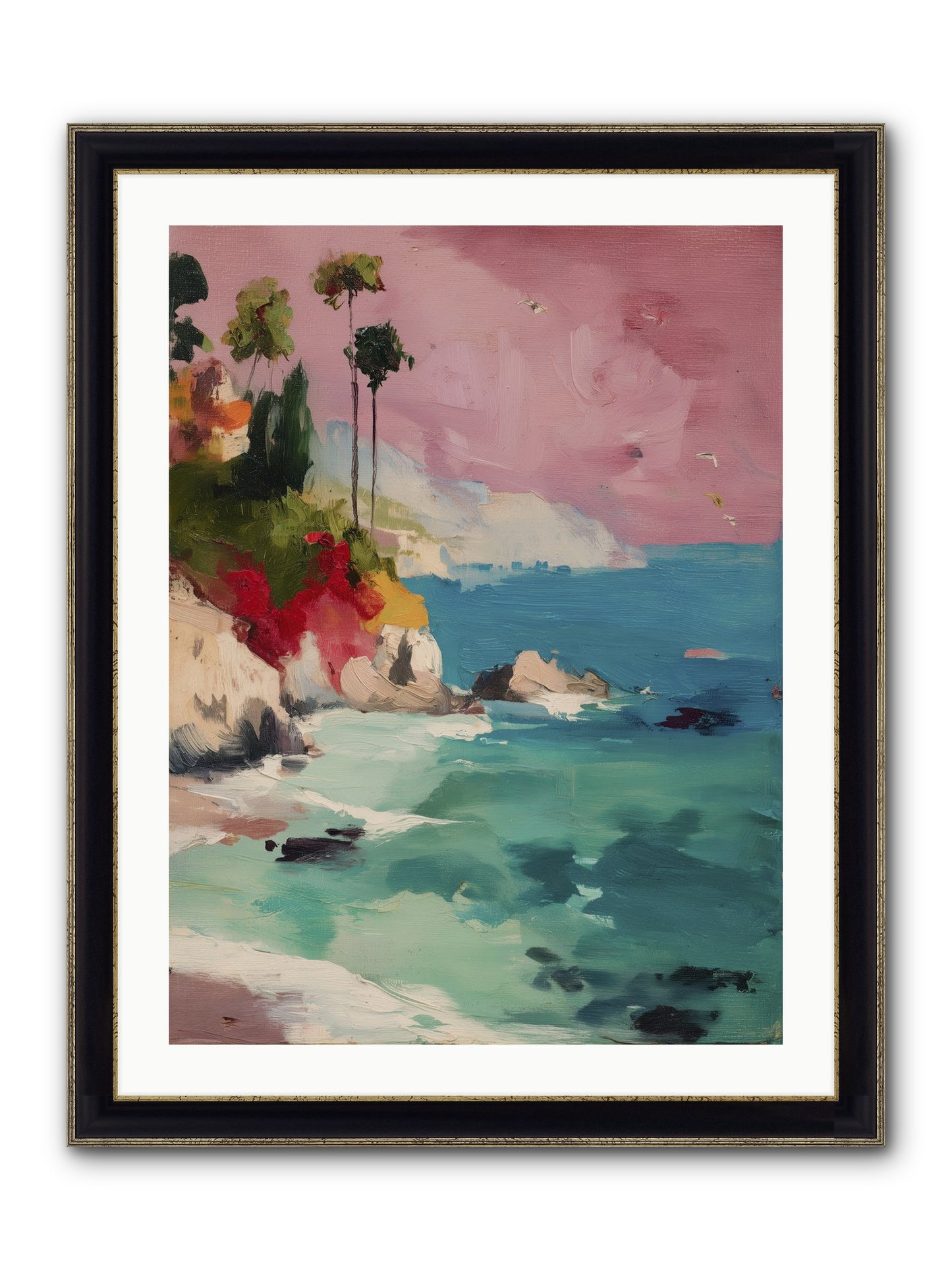 Ocean's Breath Framed Print - Black & Gold 24x32