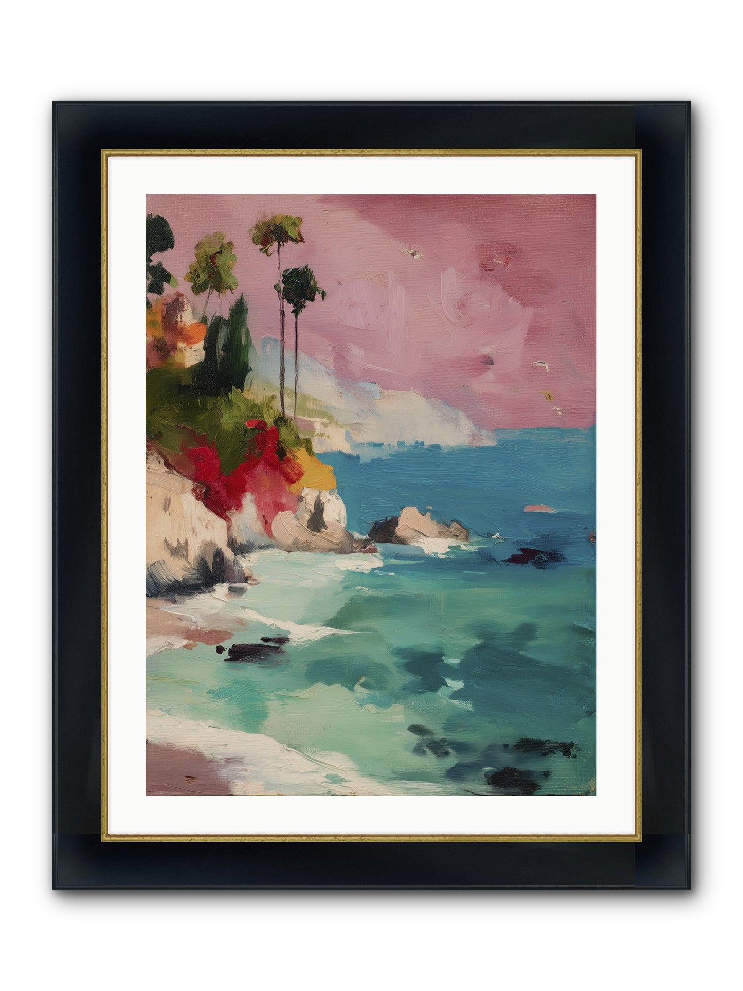 Ocean's Breath Framed Print - Wide Black w/Gold 24x32