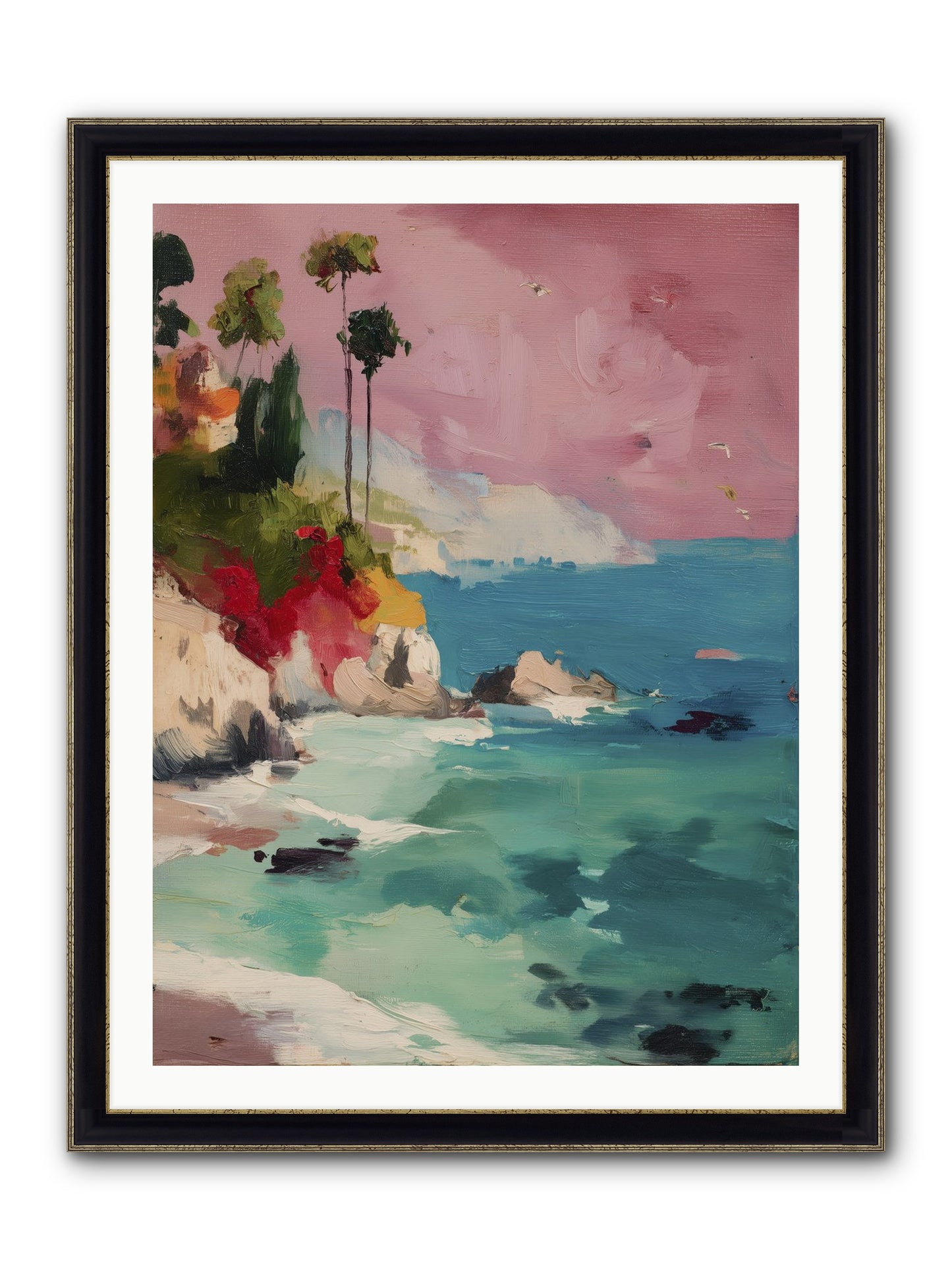 Ocean's Breath Framed Print - Black & Gold 30x40