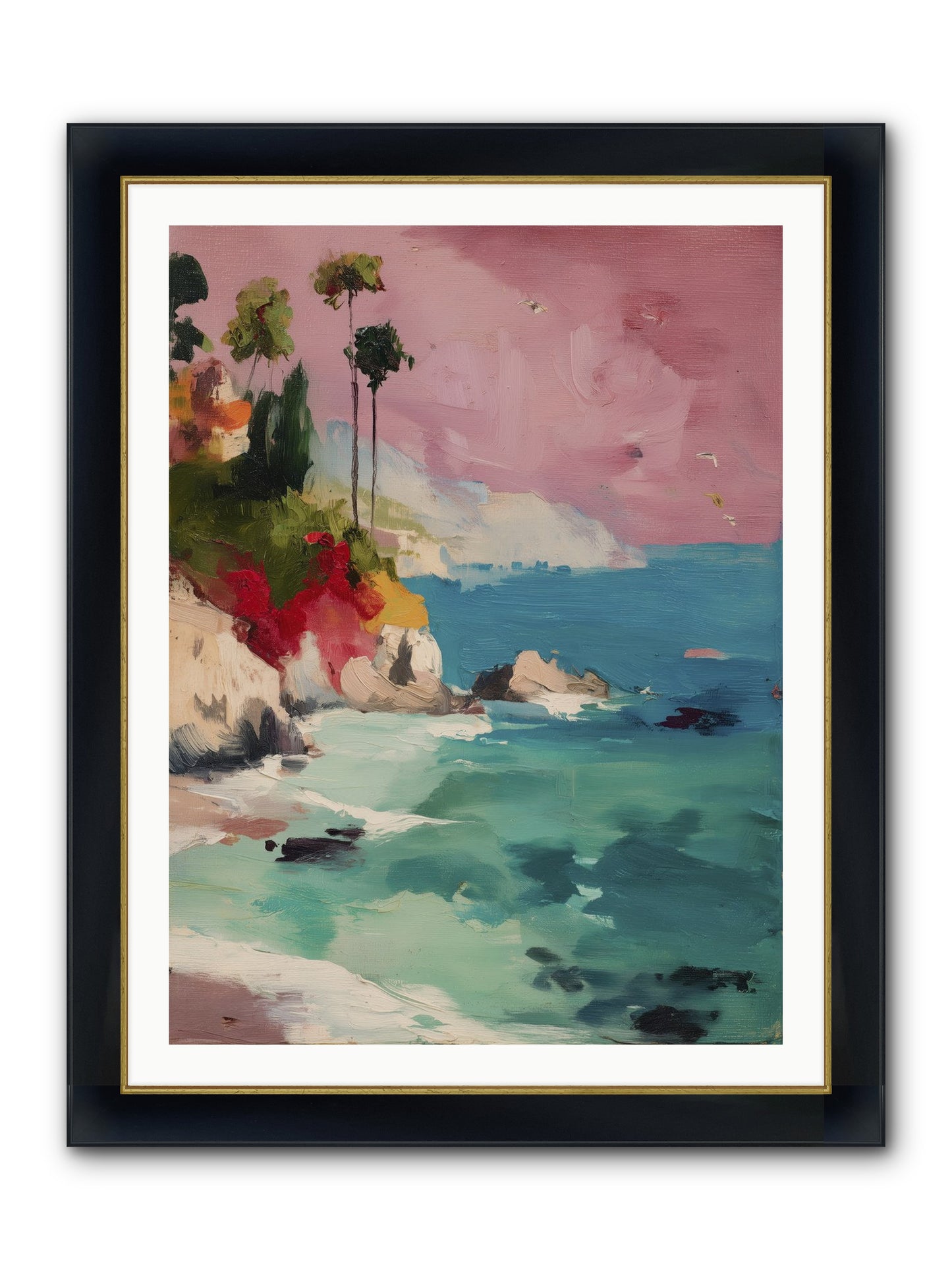 Ocean's Breath Framed Print - Wide Black w/Gold 30x40