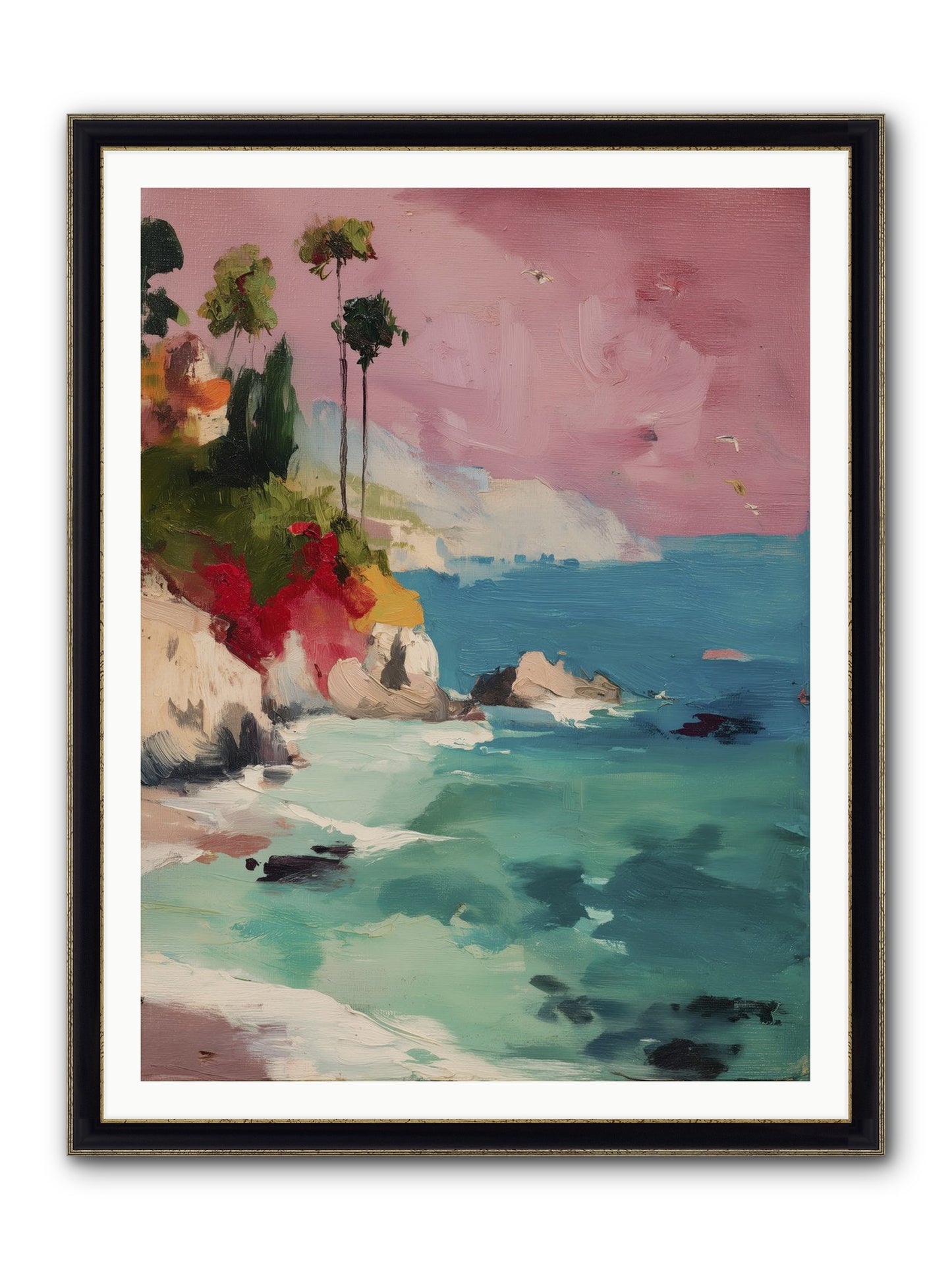 Ocean's Breath Framed Print - Black & Gold 36x48
