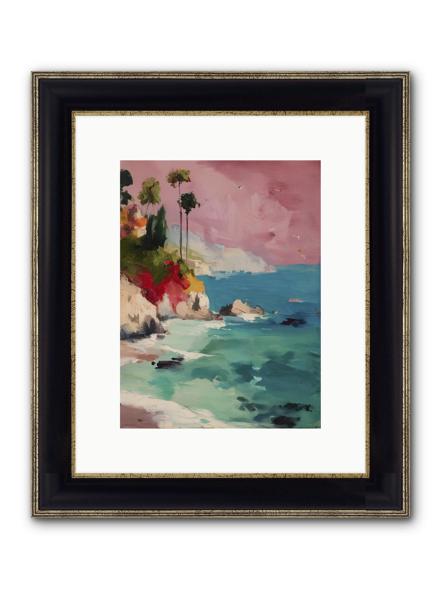 Ocean's Breath Framed Print - Black & Gold 9x12