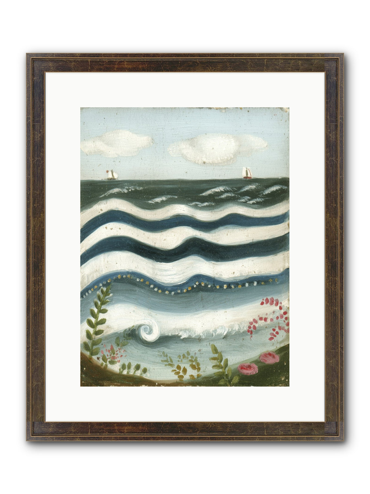 Ocean's Brush Framed Print - Slimwoods Black/Gold 12x16