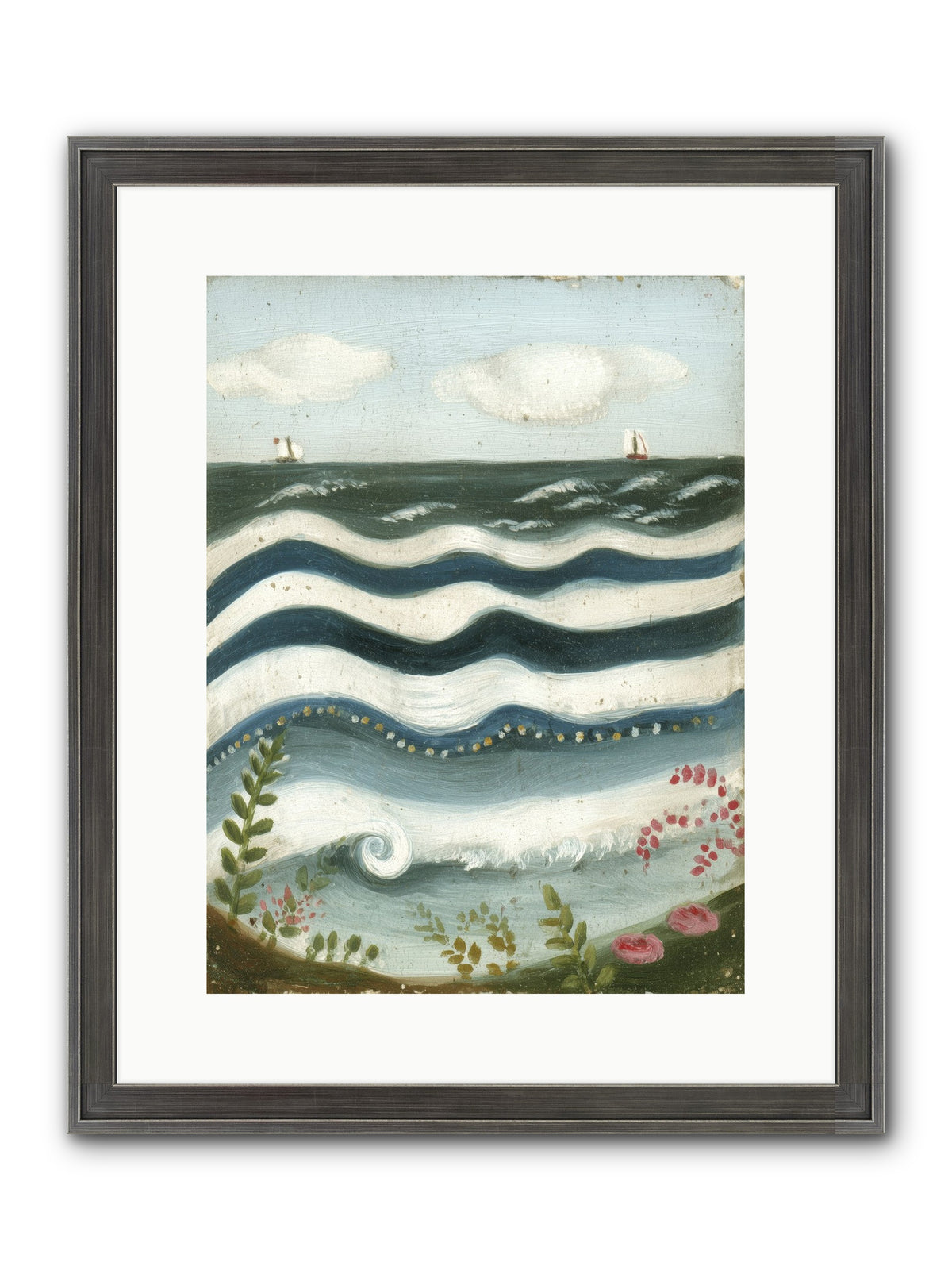 Ocean's Brush Framed Print - Slimwoods Black/Silver 12x16