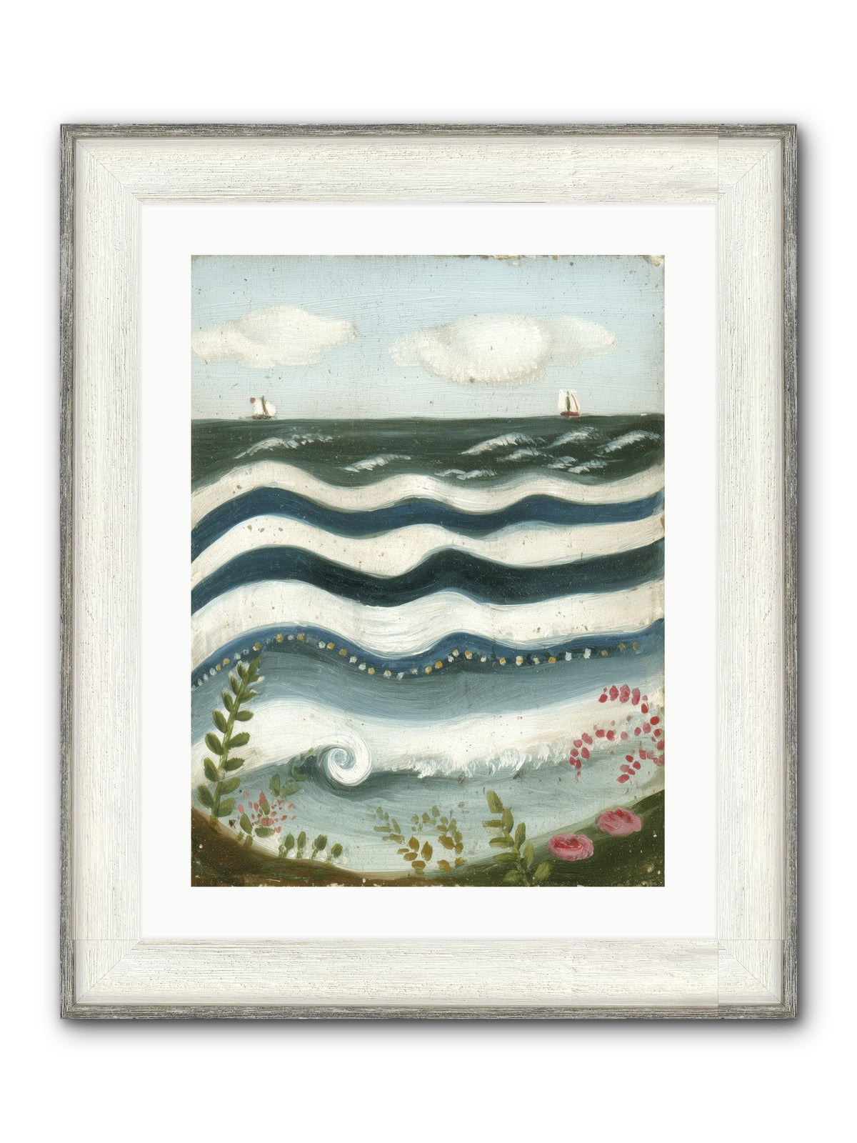 Ocean's Brush Framed Print - Driftwood White 18x24