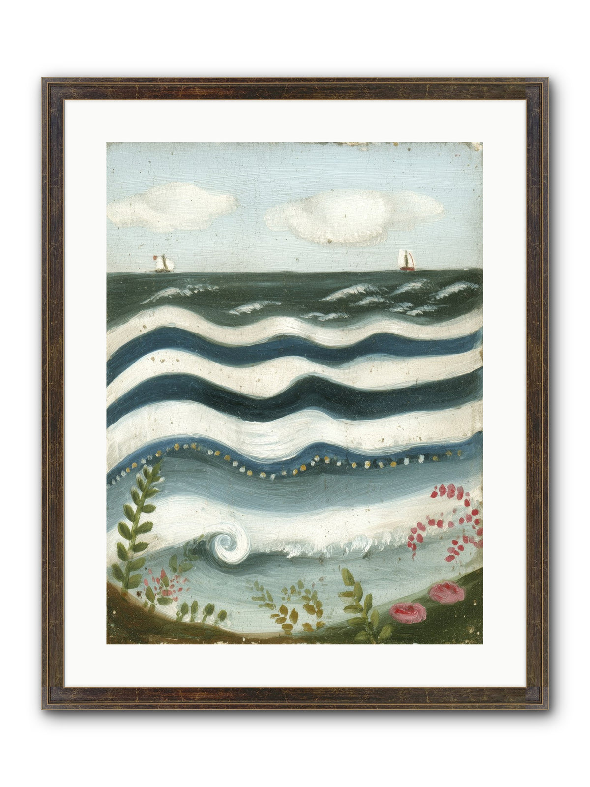 Ocean's Brush Framed Print - Slimwoods Black/Gold 18x24